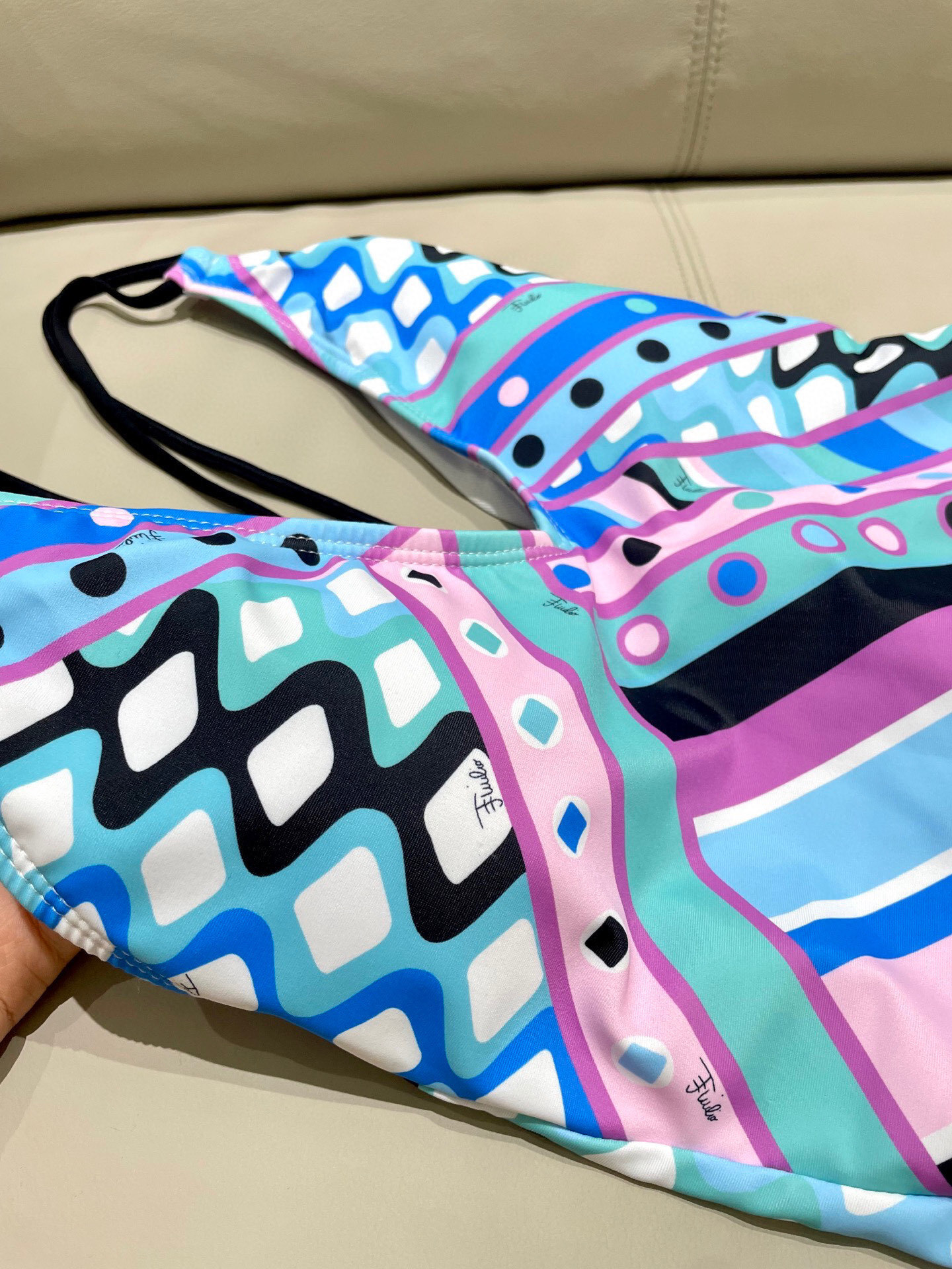 Deep V Plunge Geometric One-Piece Swimsuit | Resort Beachwear