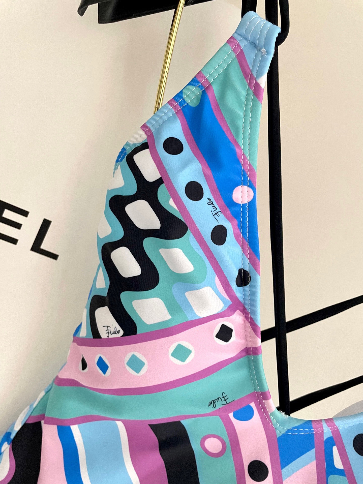 Deep V Plunge Geometric One-Piece Swimsuit | Resort Beachwear