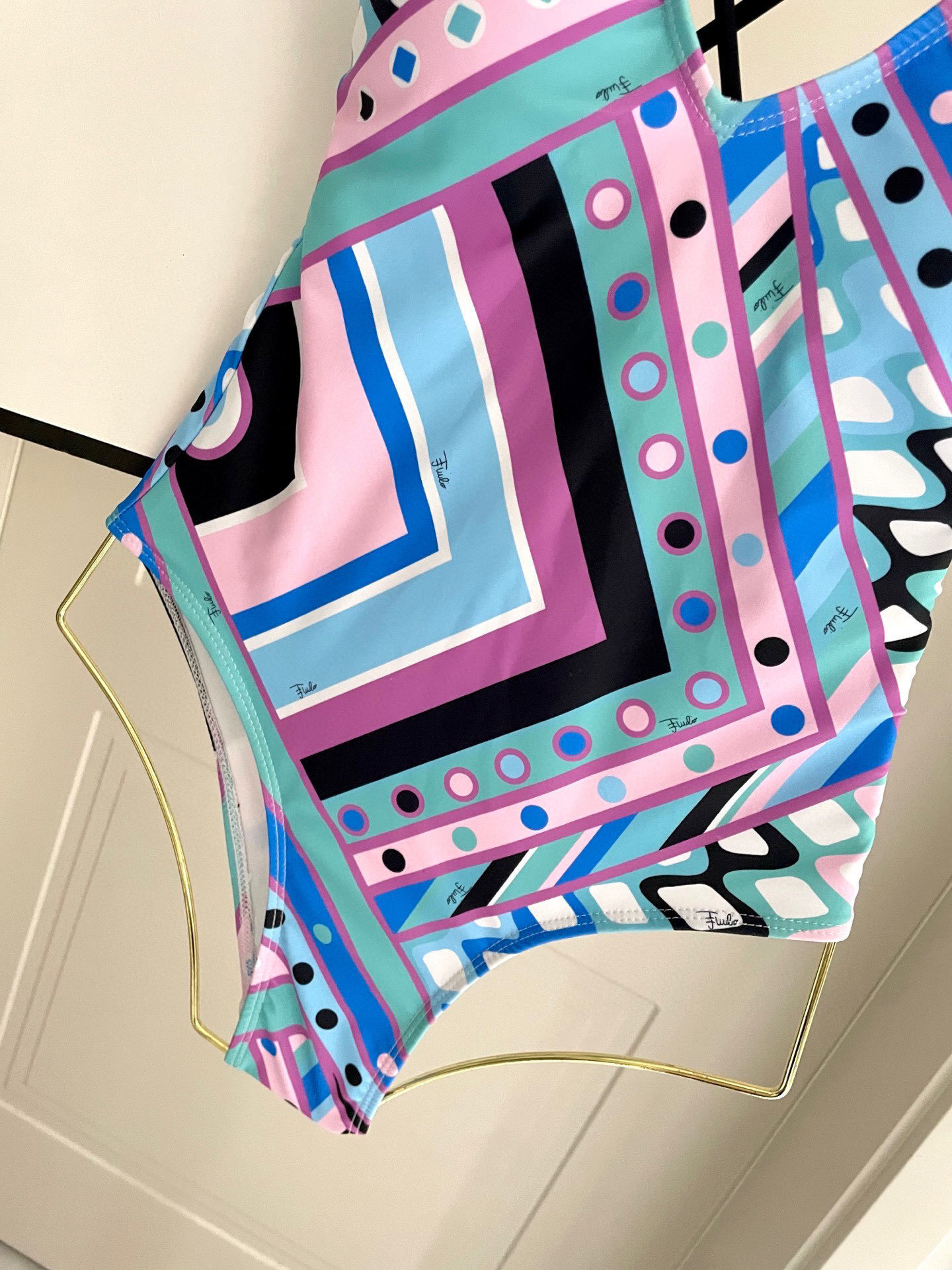 Deep V Plunge Geometric One-Piece Swimsuit | Resort Beachwear