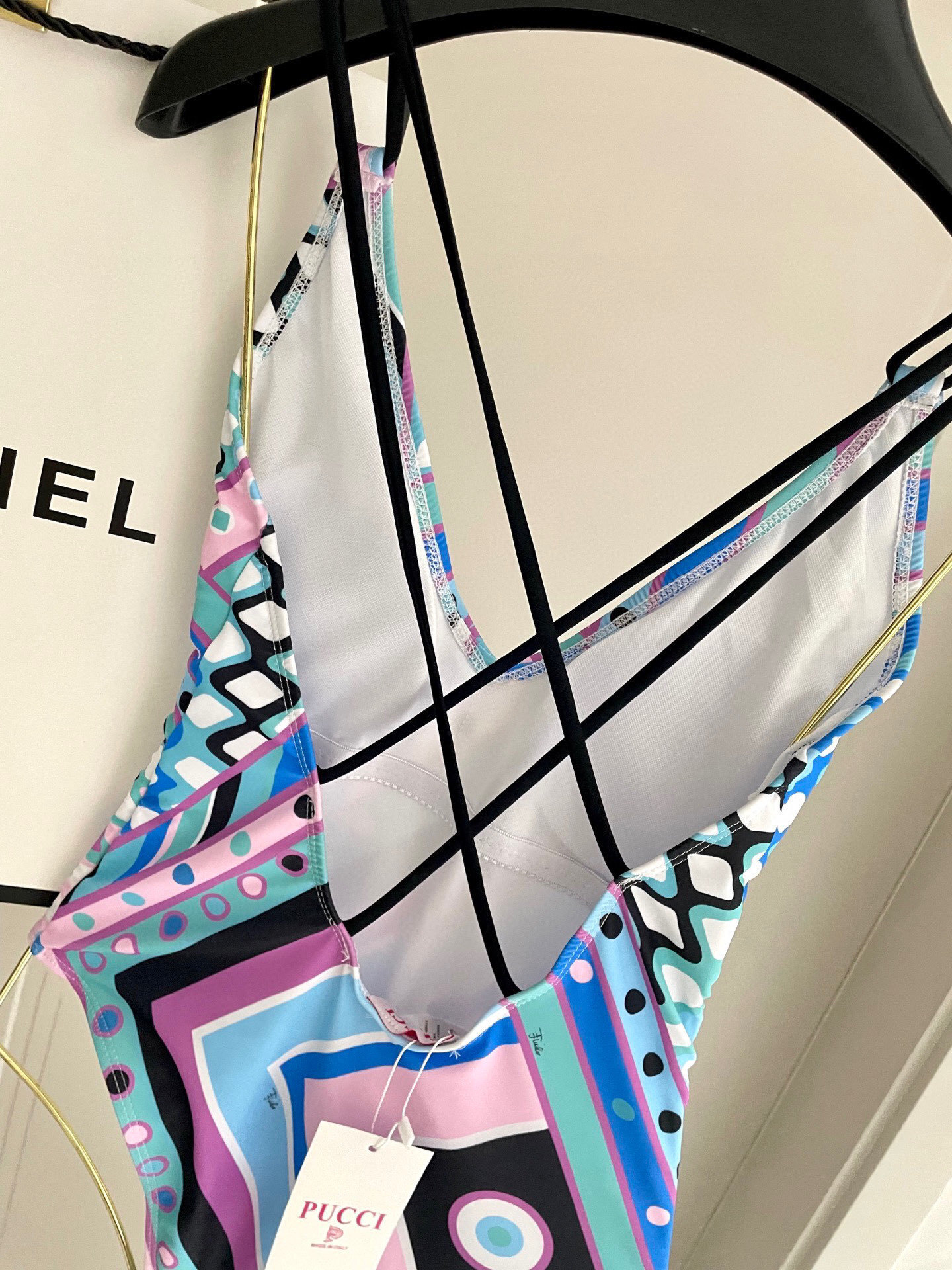 Deep V Plunge Geometric One-Piece Swimsuit | Resort Beachwear