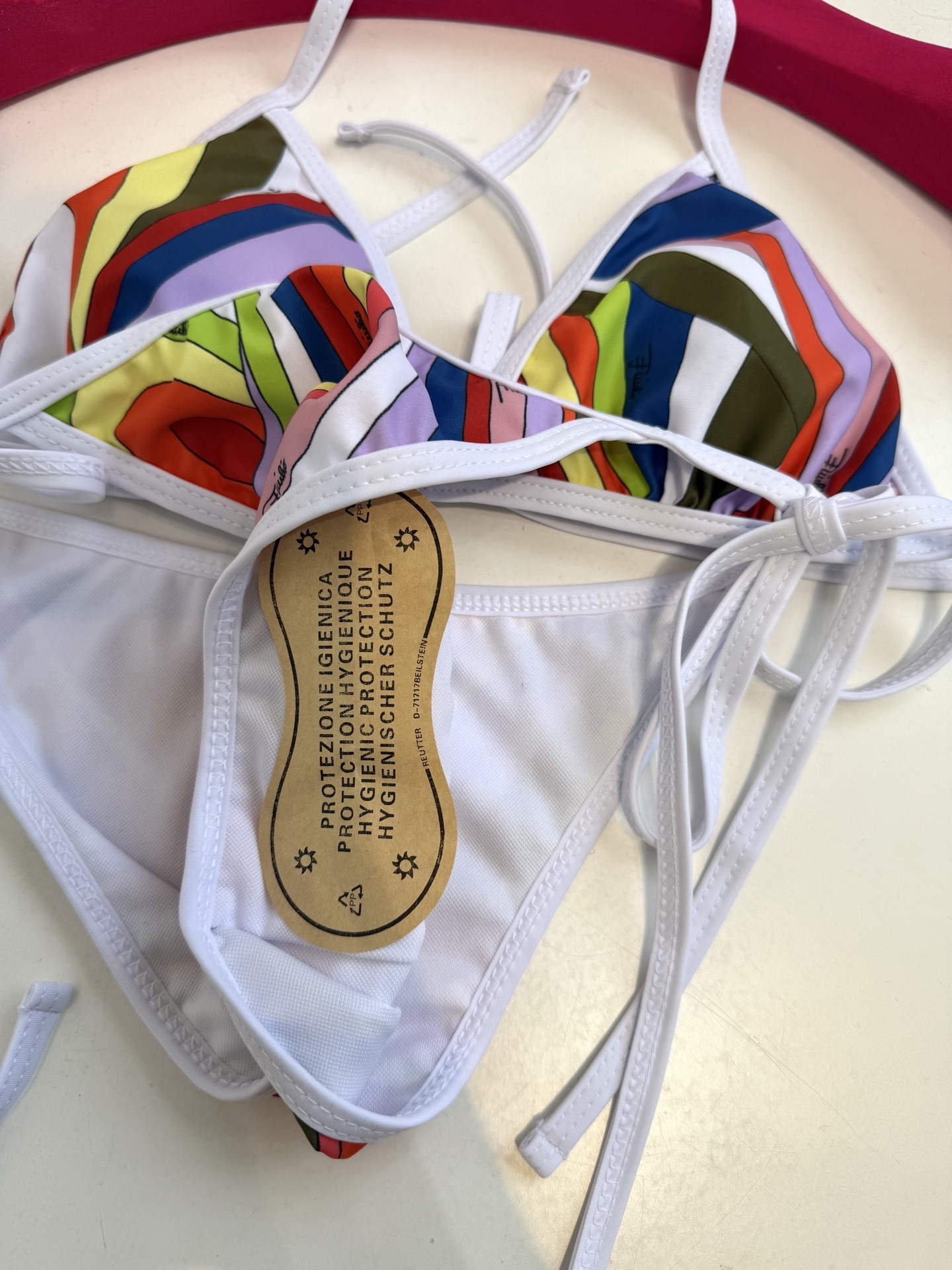 Pucci Multicolor Abstract Triangle Bikini Set with Scarf