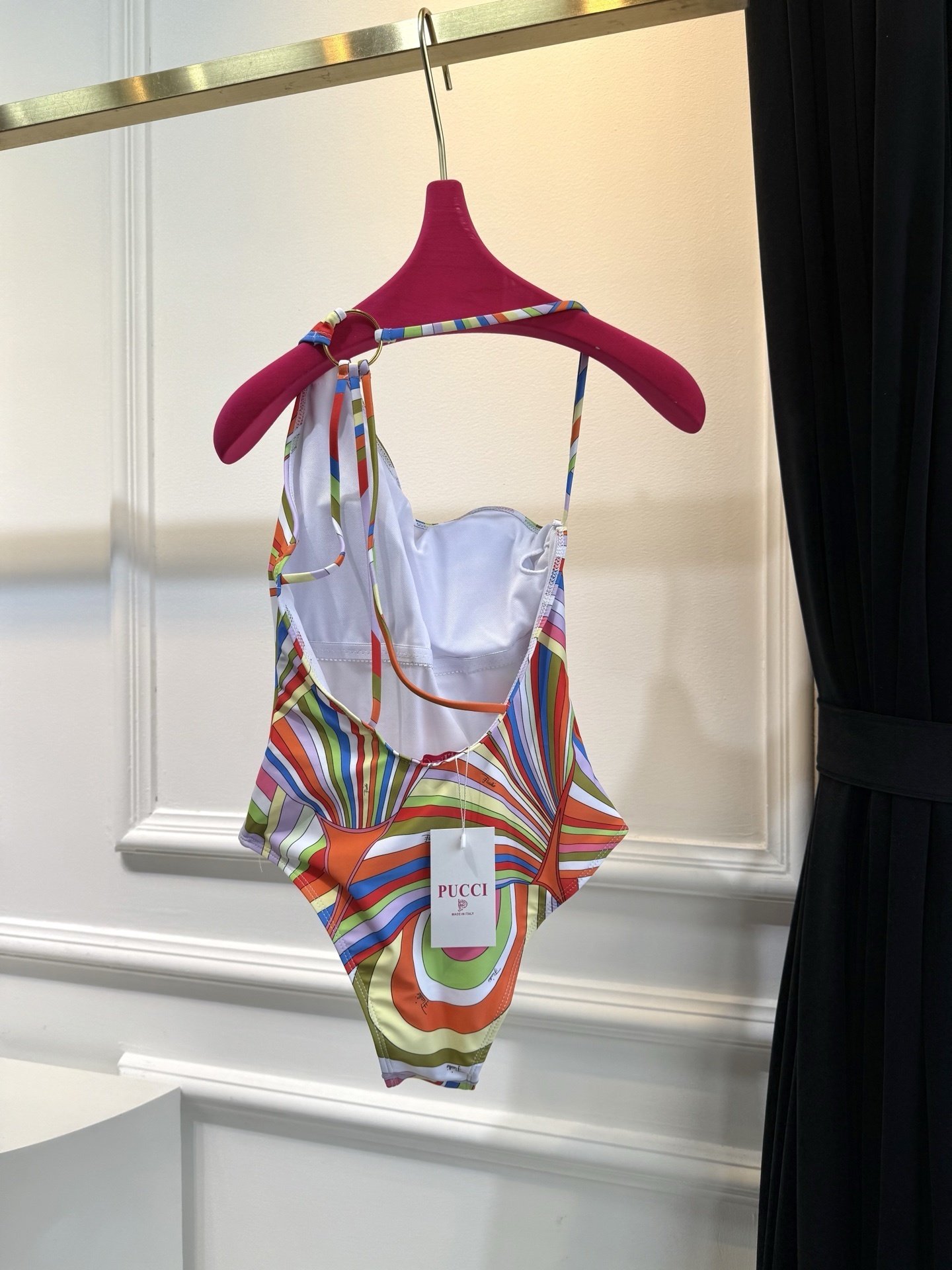 Vibrant One-Shoulder Psychedelic One-Piece Swimsuit