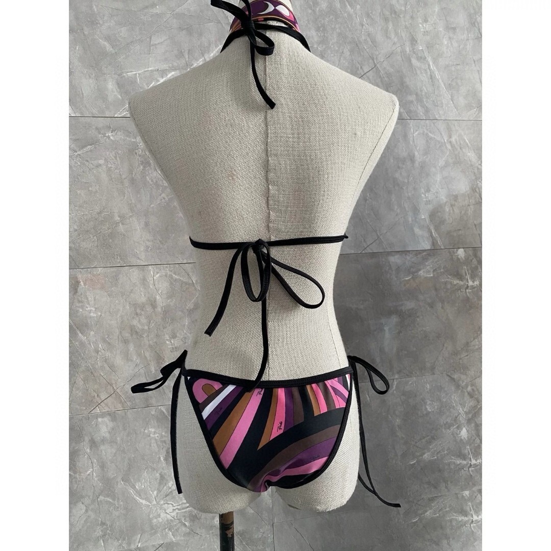 Abstract Print Halter Bikini Set | Tie-Side Swimsuit with Scarf