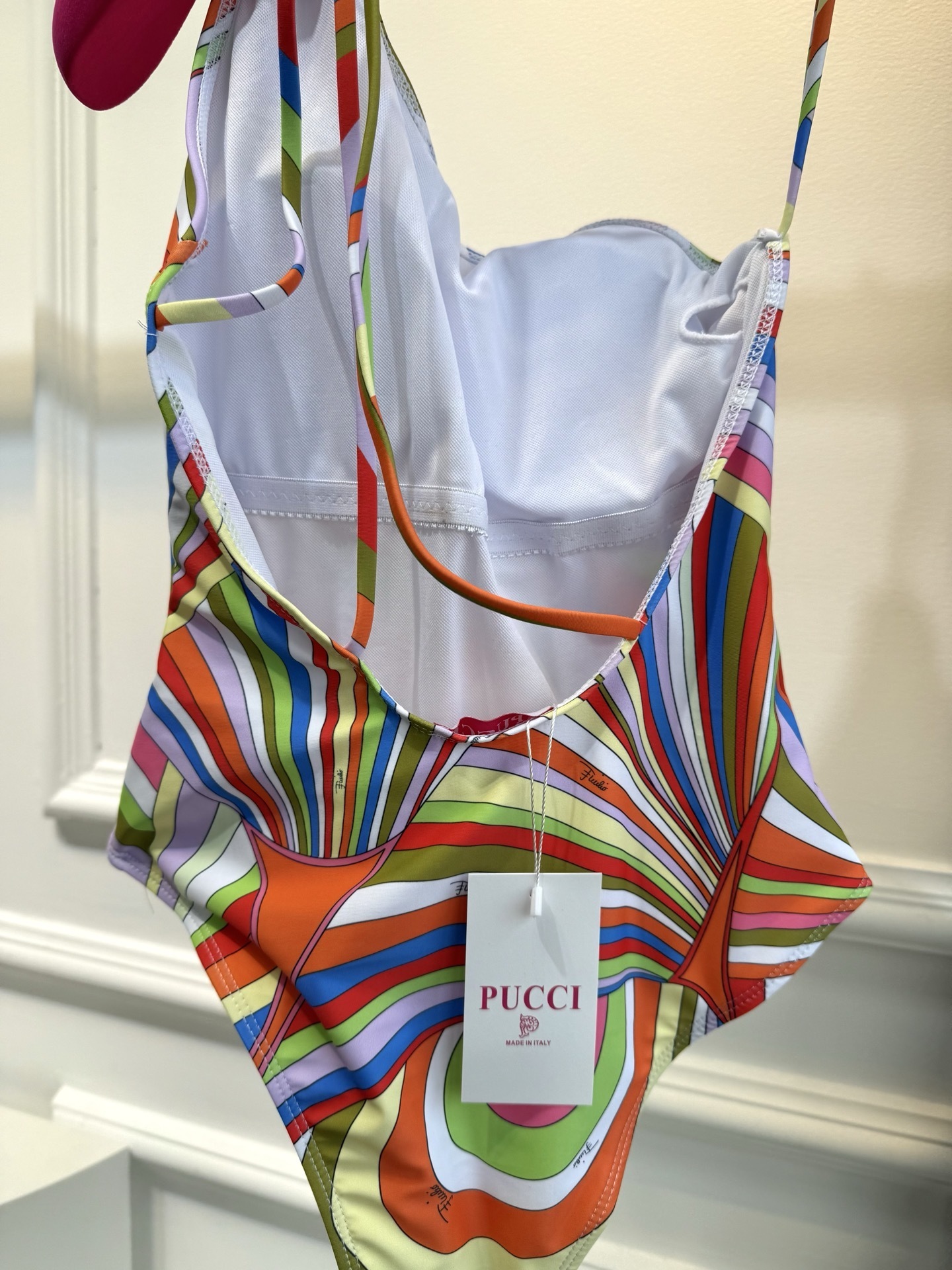 PUCCI Abstract Swirl Print Halter One-Piece Swimsuit