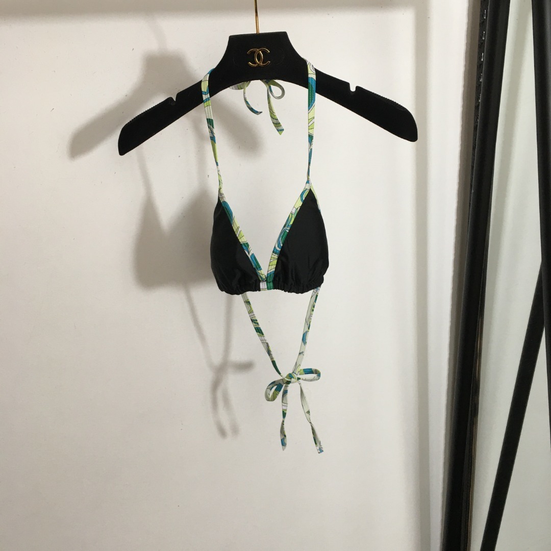 Black String Bikini Set | Tie-Side Abstract Print Swimsuit