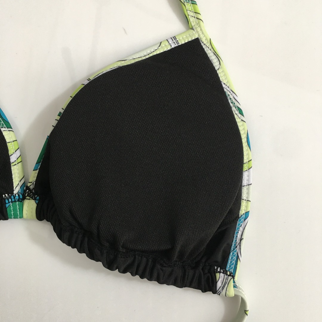 Black String Bikini Set | Tie-Side Abstract Print Swimsuit