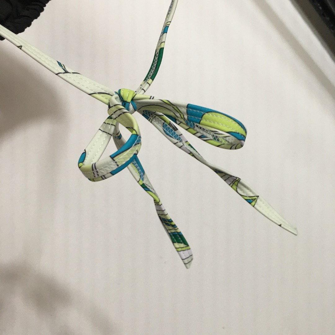 Black String Bikini Set | Tie-Side Abstract Print Swimsuit