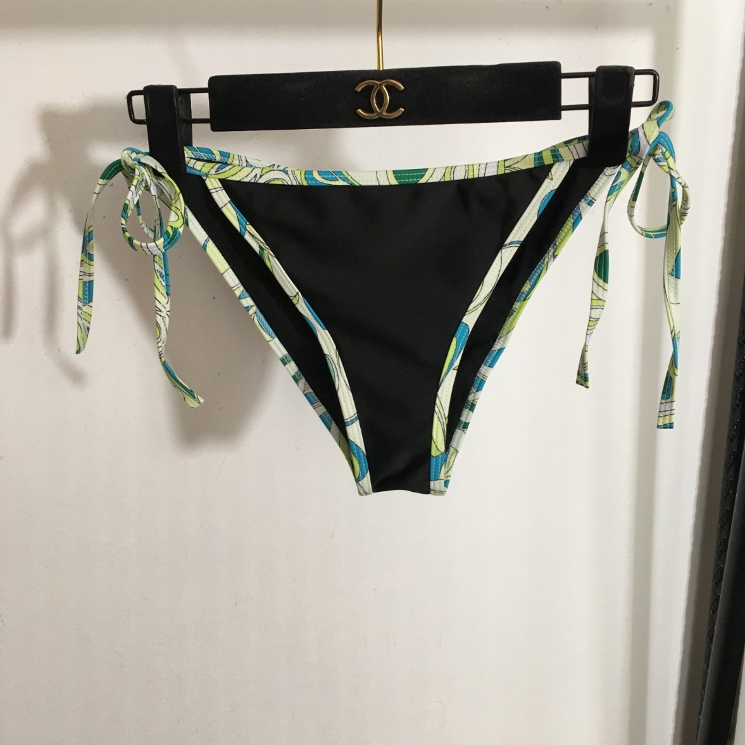 Black String Bikini Set | Tie-Side Abstract Print Swimsuit