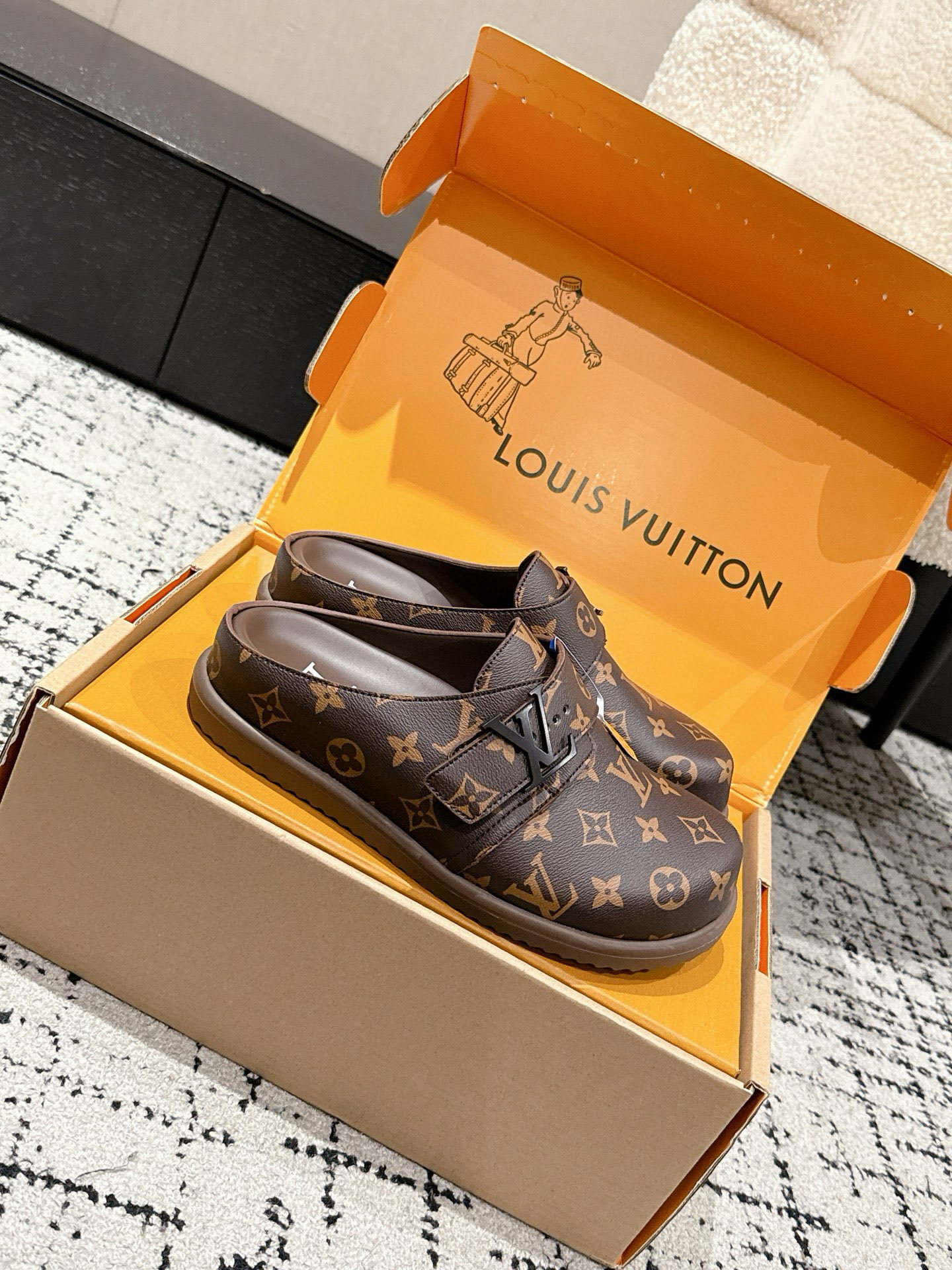 Louis Vuitton Monogram Canvas Clogs - Luxury Brown Mules