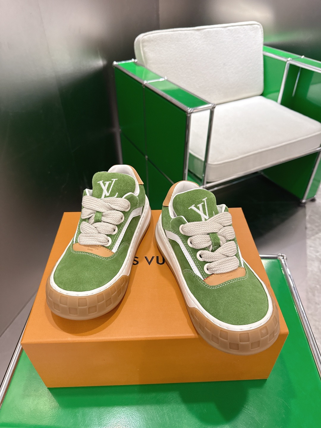 Louis Vuitton LV Skate Sneaker - Green Suede Designer Shoes
