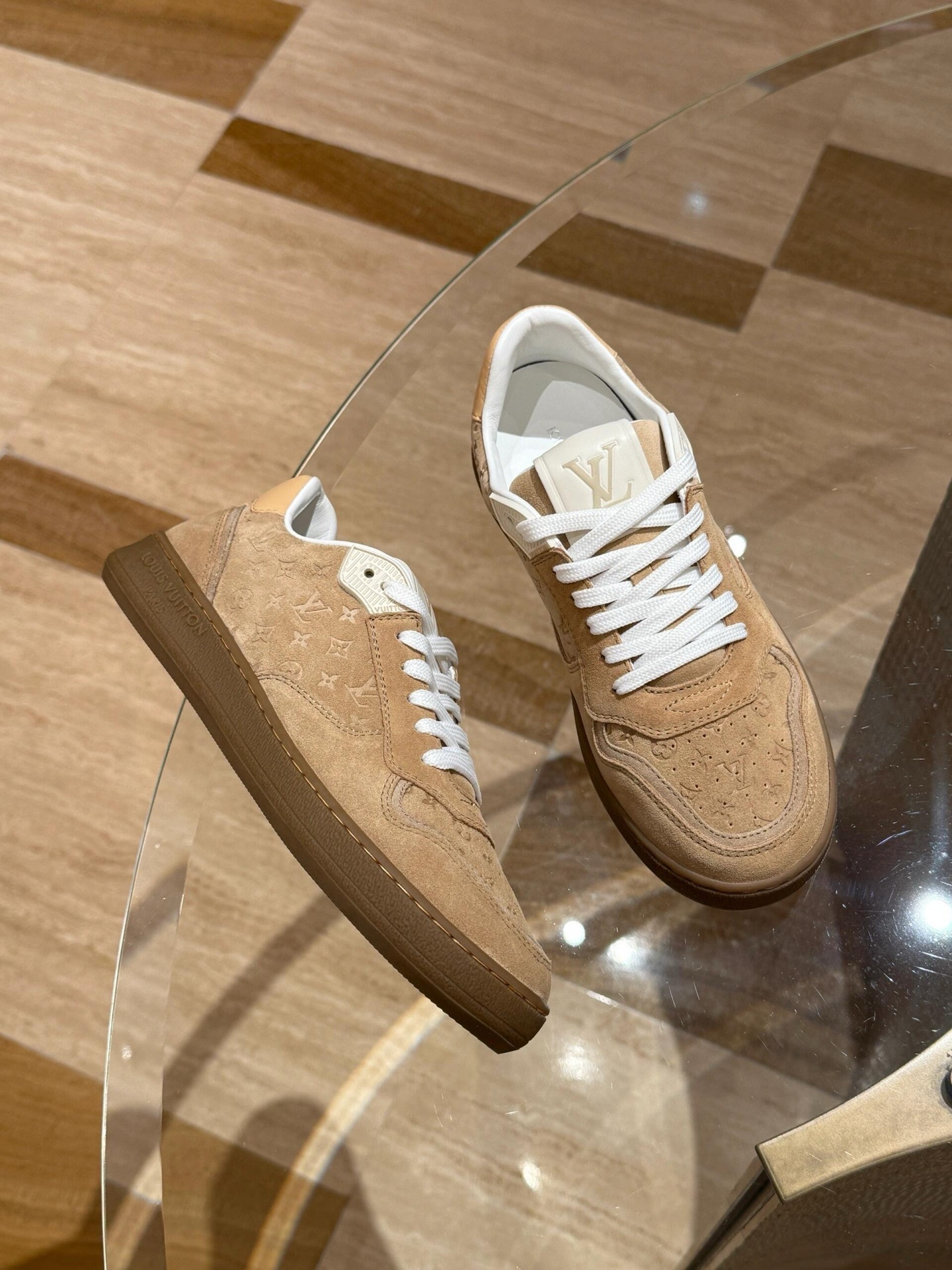 Louis Vuitton Monogram Suede Sneakers - Luxury Beige Trainers