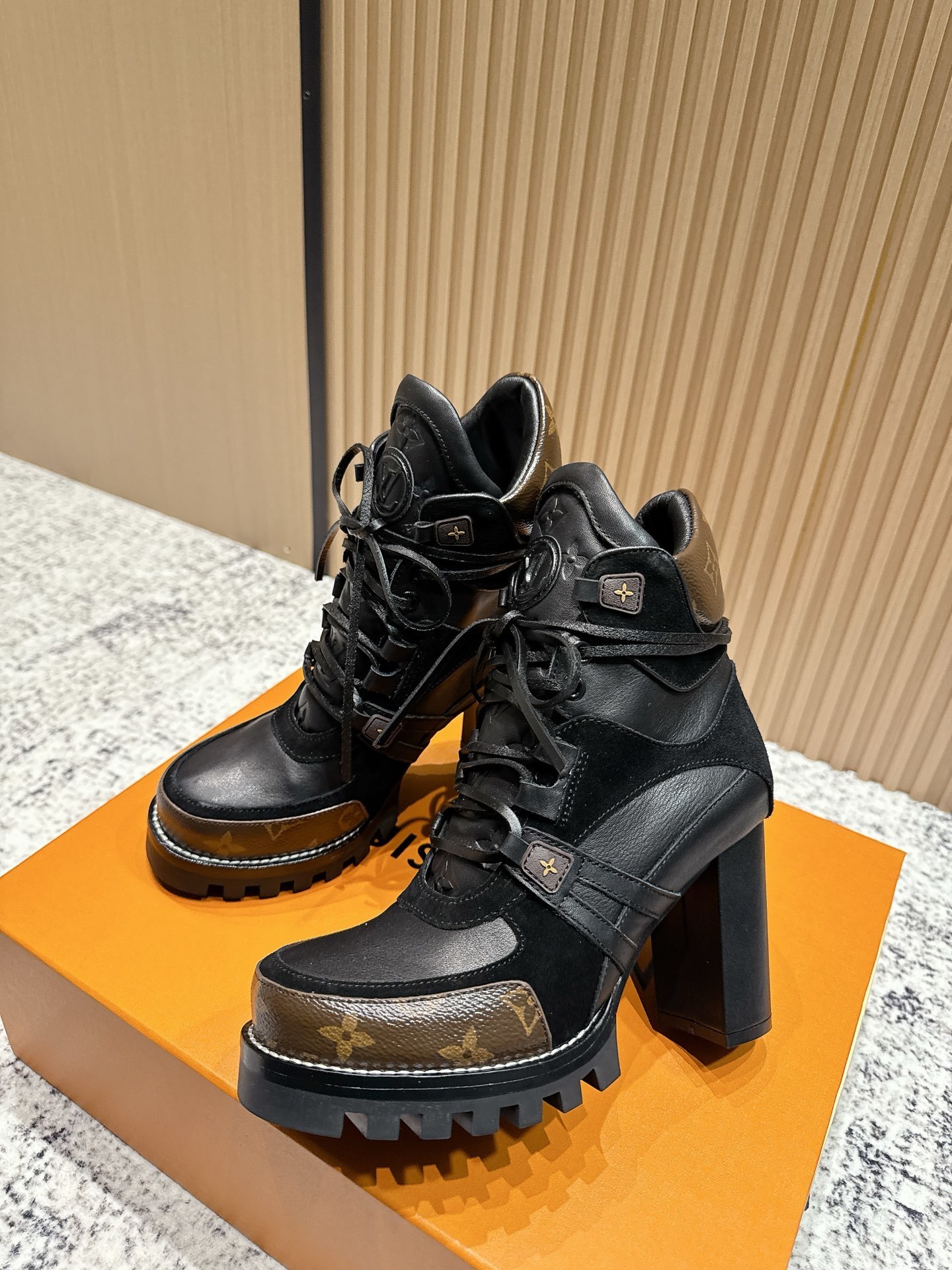 Louis Vuitton Star Trail Ankle Boots - Black Leather High Heels