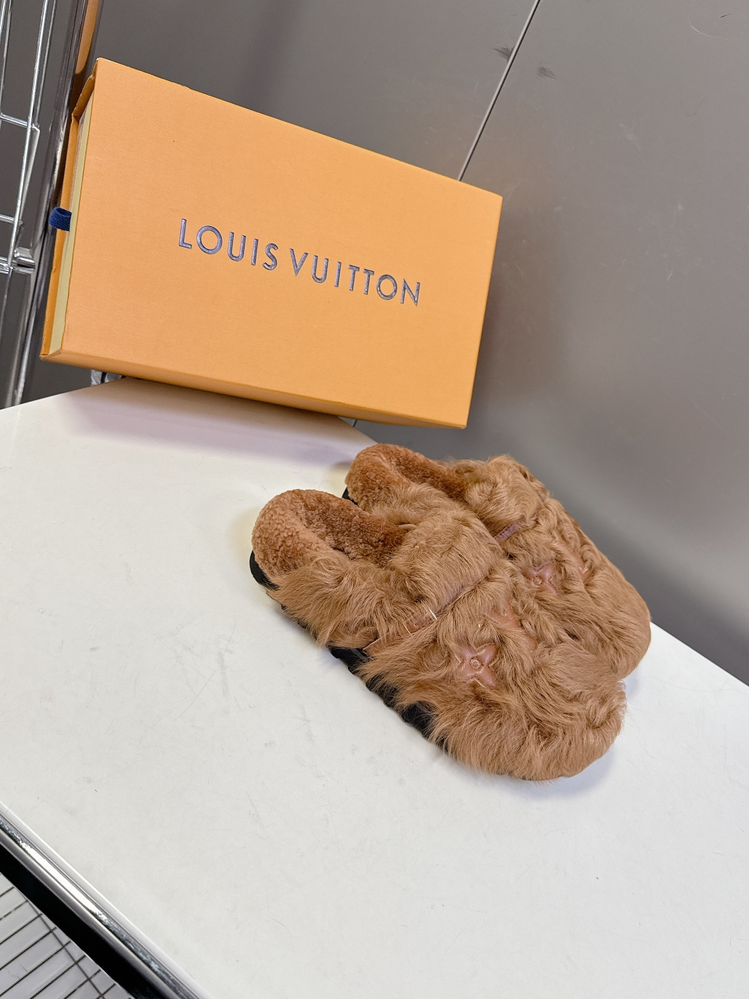 Louis Vuitton Brown Fur Monogram Mules - Luxury Comfort Slippers