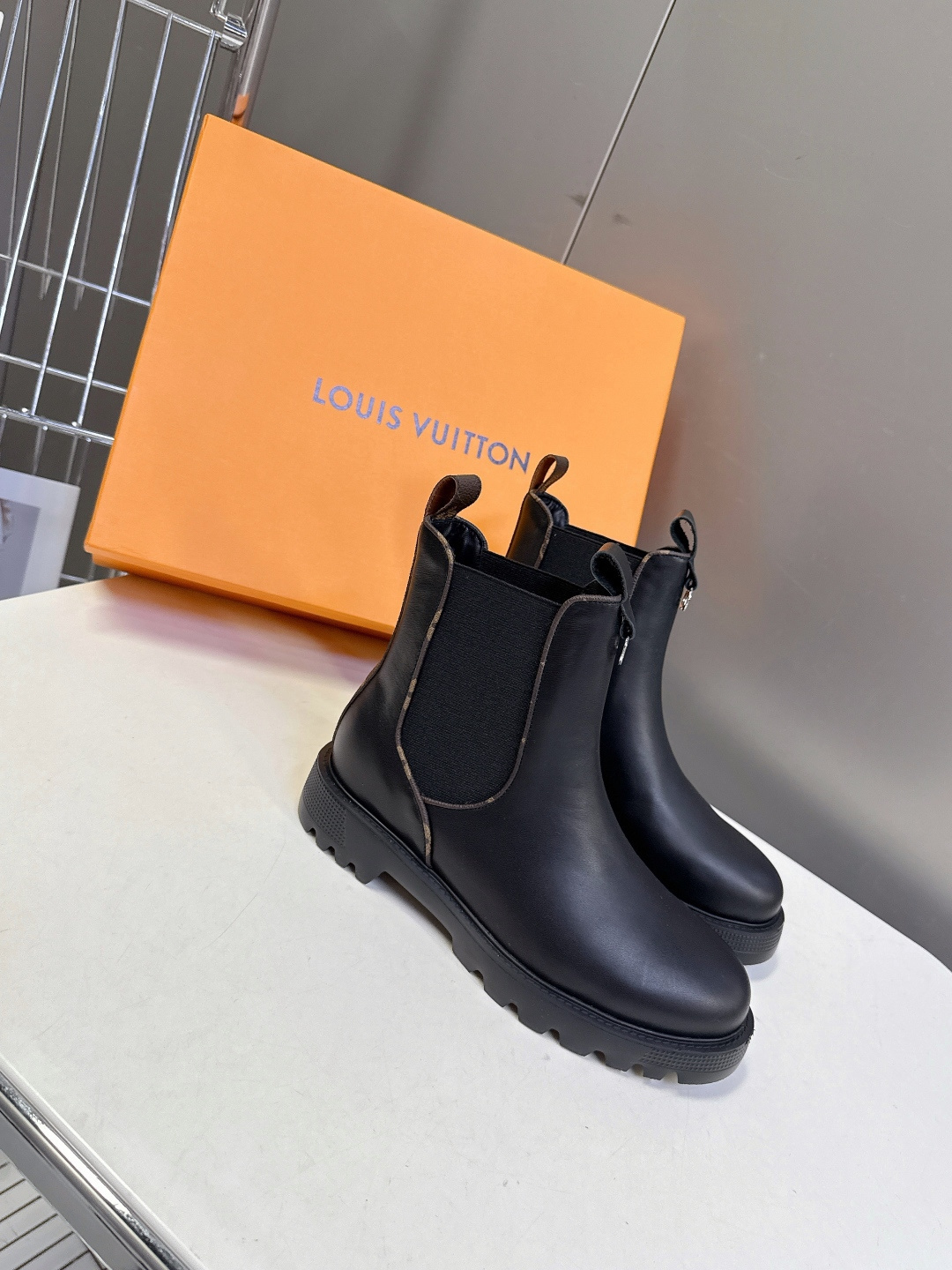 LV Black Leather Platform Chelsea Boots - Women's Luxury Footwear