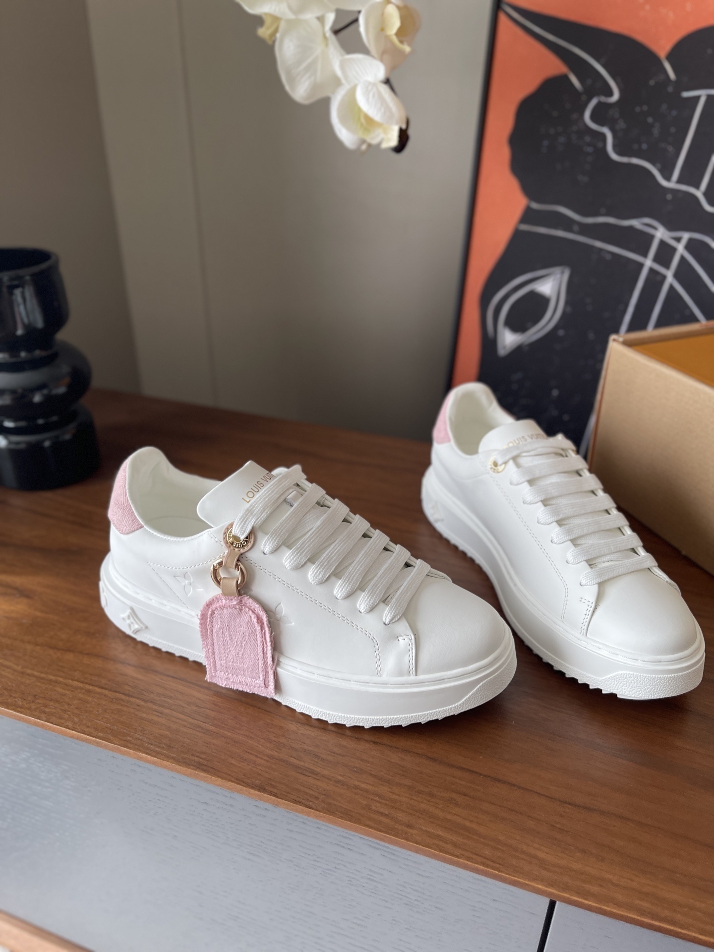 Louis Vuitton Women's Time Out Sneaker - White & Pink Leather