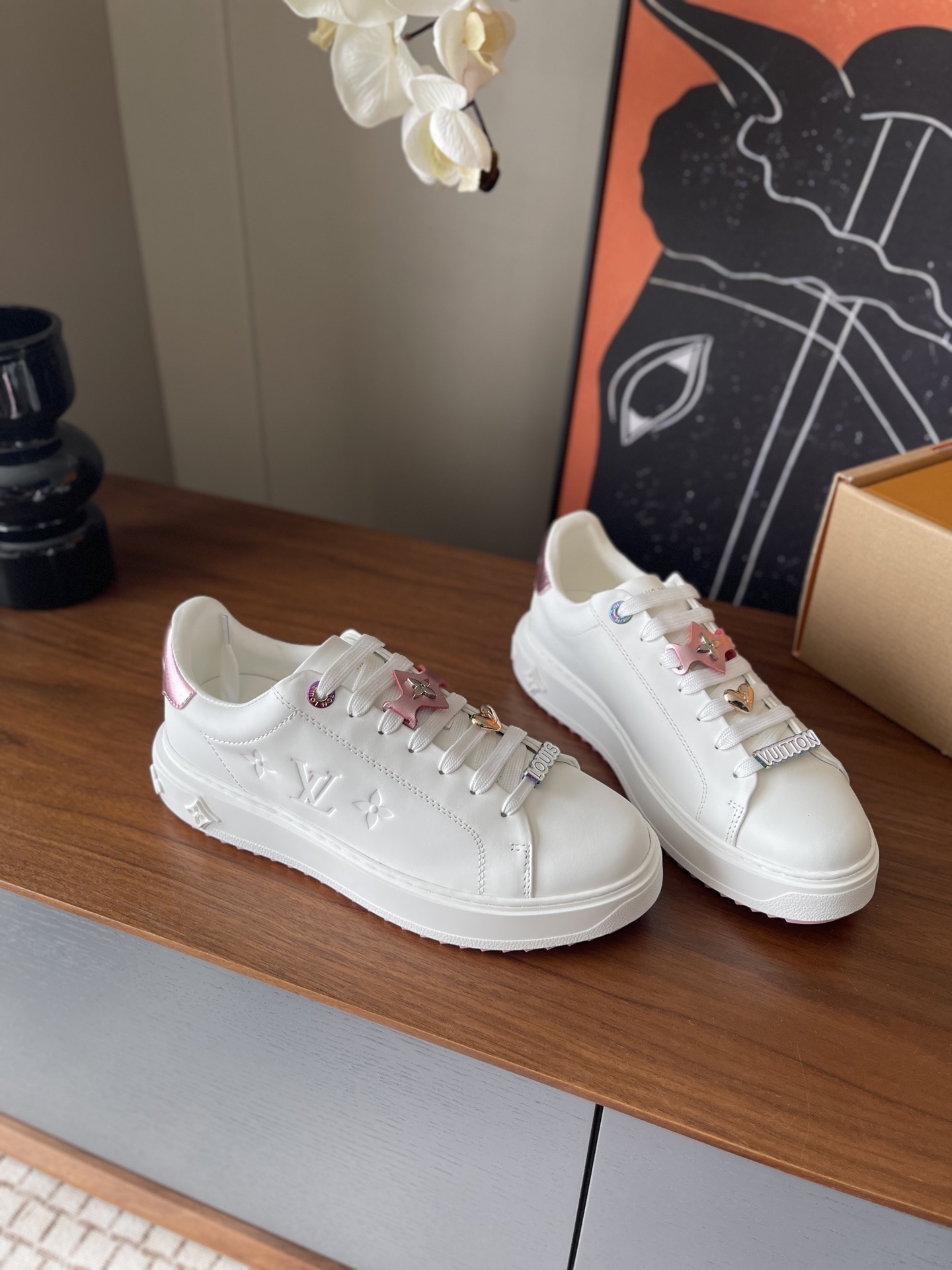 Louis Vuitton Time Out Sneaker White Leather with Luxury Charms