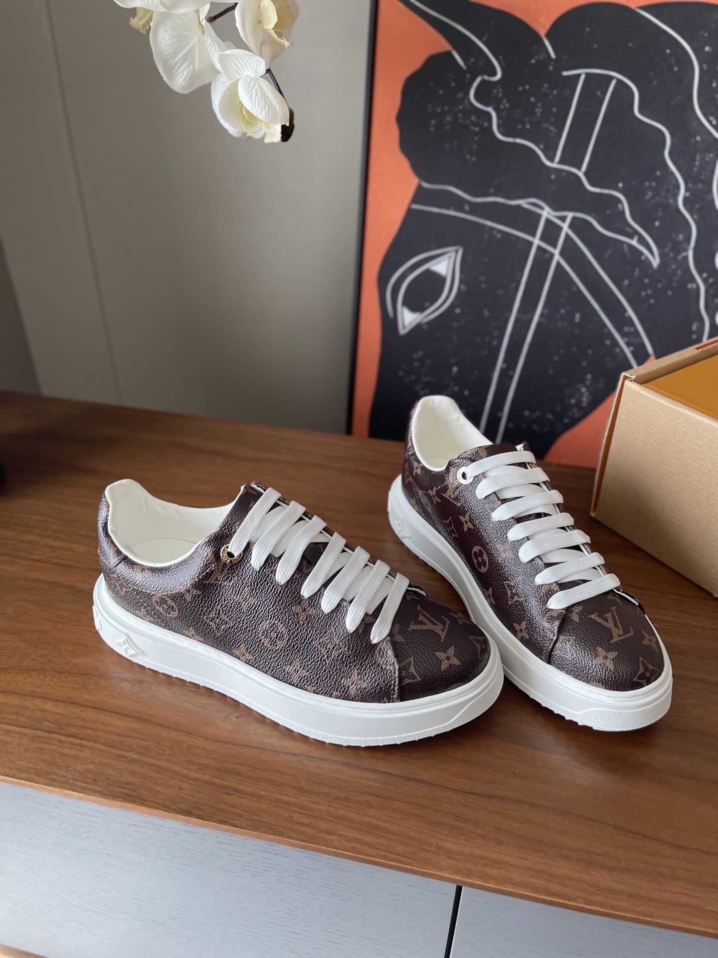 Luxury Monogram Canvas Time Out Platform Sneakers for Women