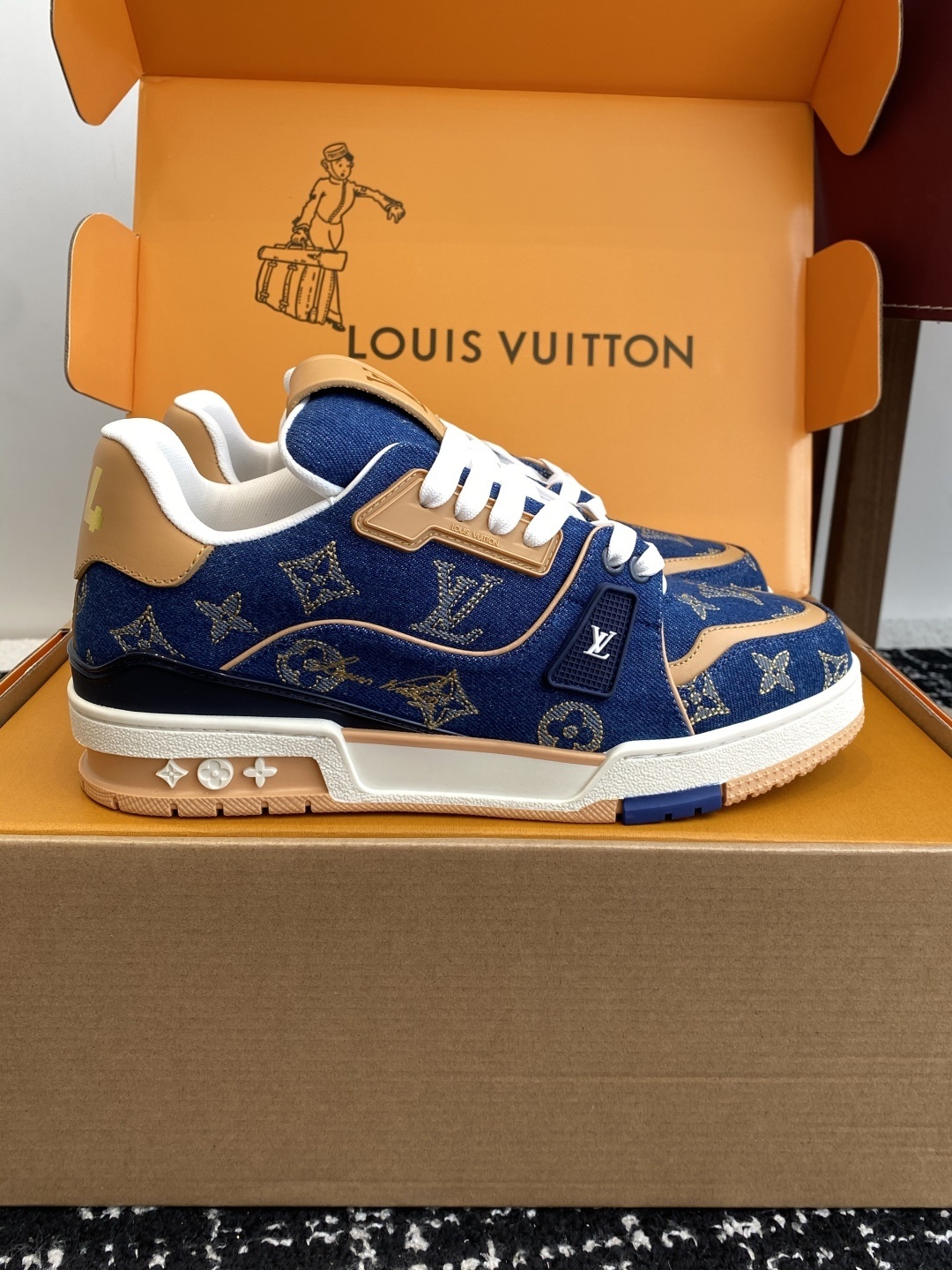 Louis Vuitton LV Trainer Blue Monogram Denim Luxury Sneakers