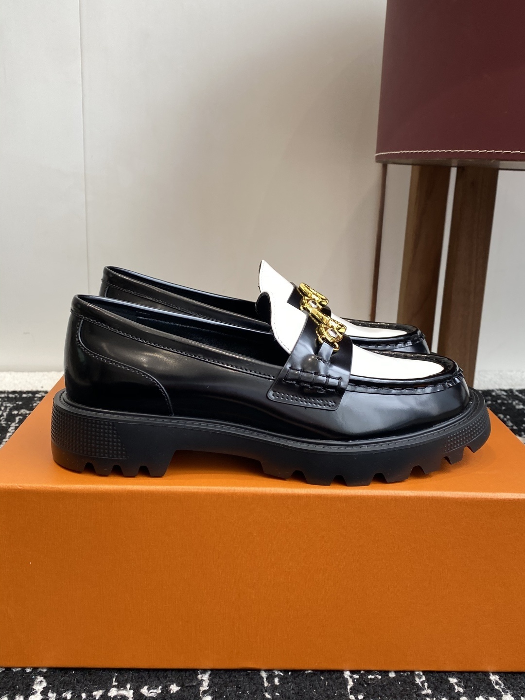 Louis Vuitton Academy Loafers Two-Tone Black White Leather Shoes