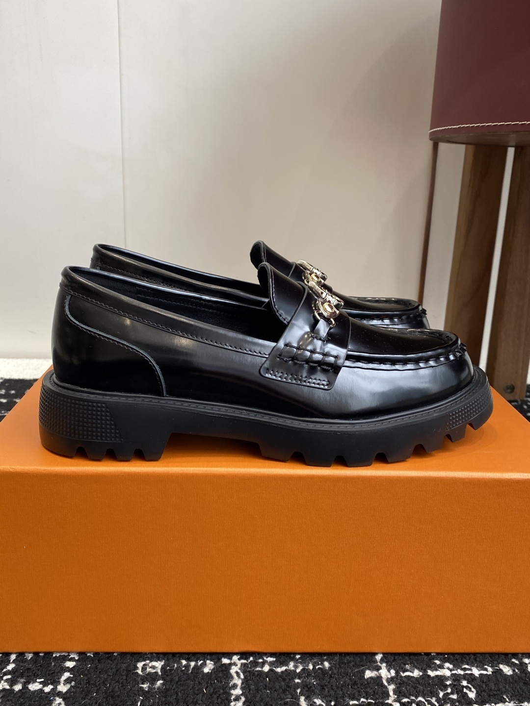 Louis Vuitton Women's Academy Loafers - Black Leather LV Logo