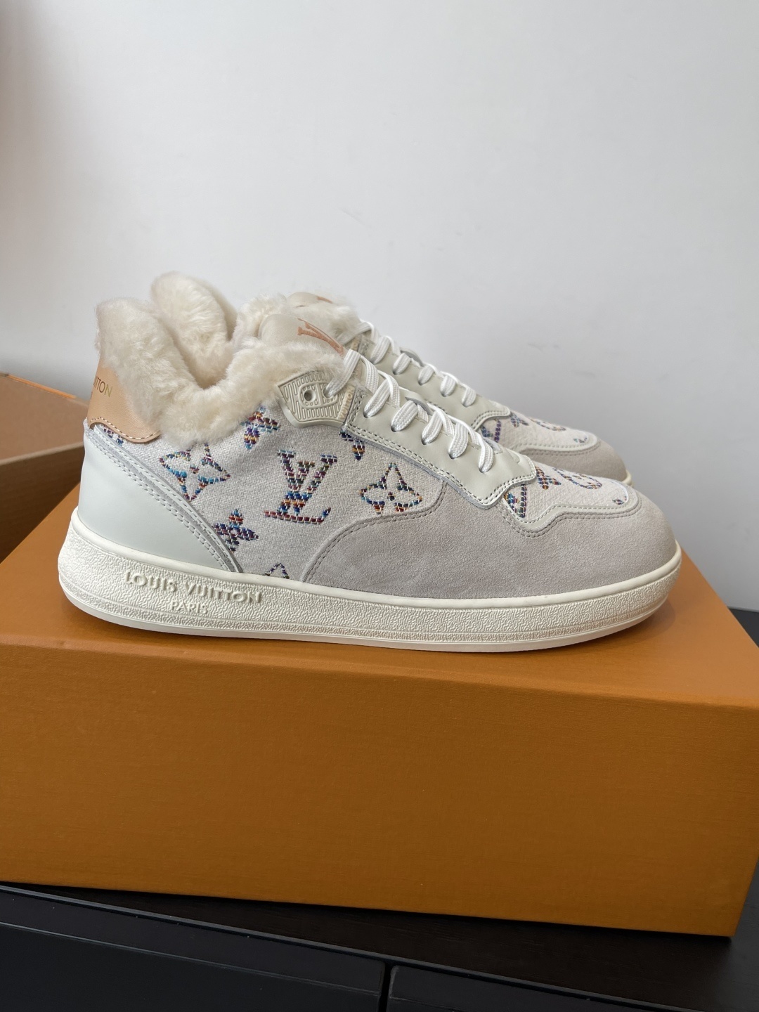 Louis Vuitton Shearling Lined Monogram Sneakers Luxury Winter Shoes