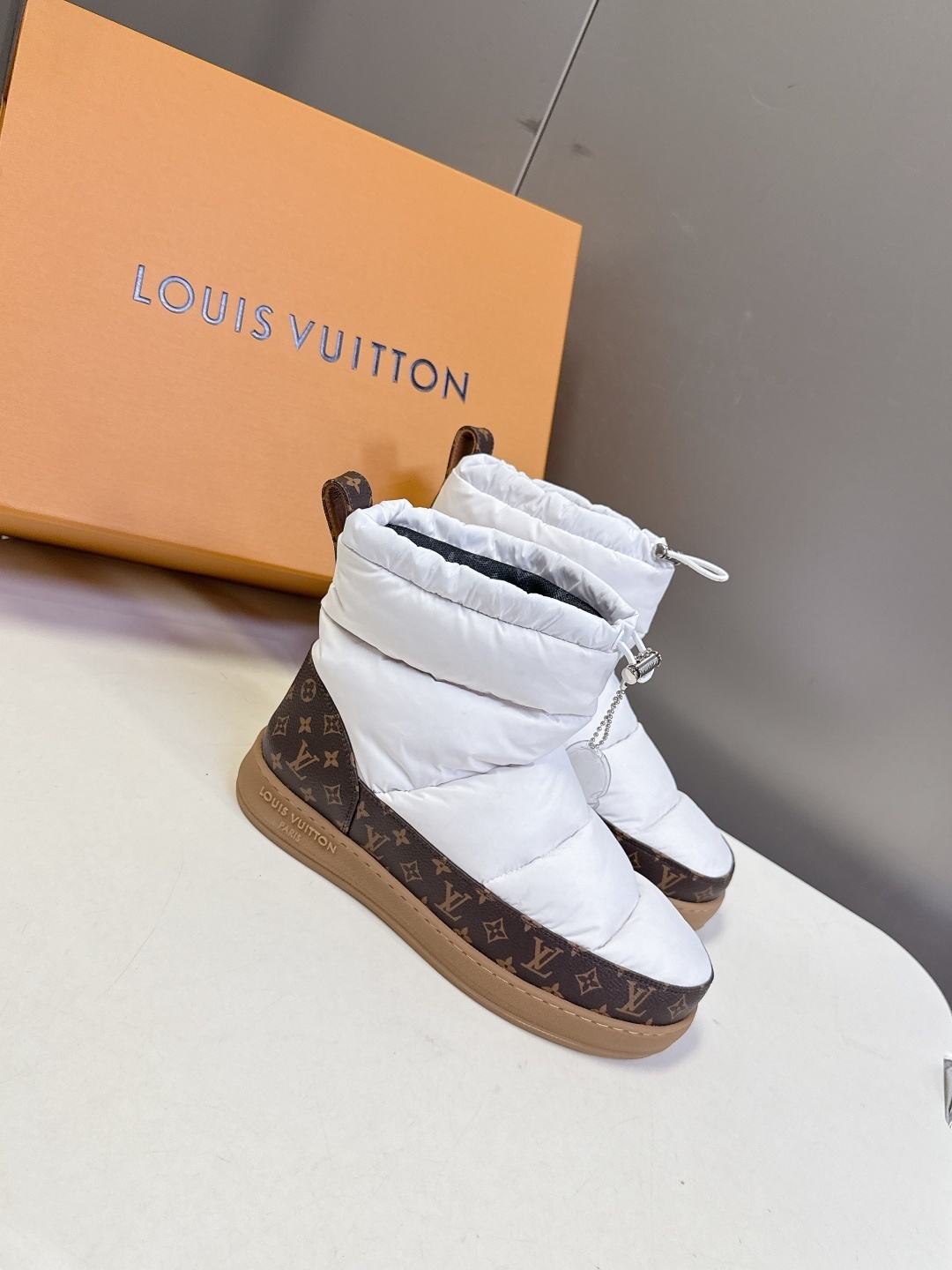 Louis Vuitton Pillow Comfort White Monogram Ankle Boots