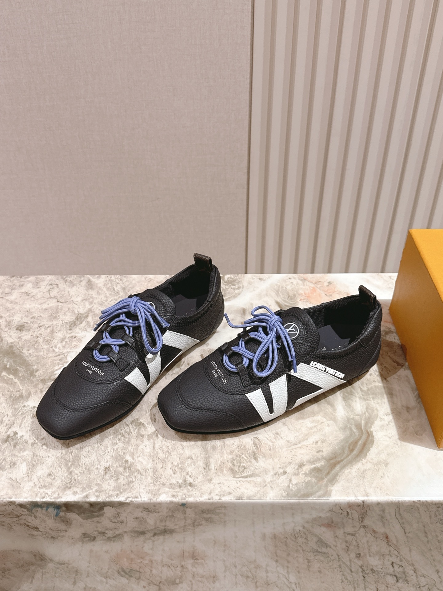Louis Vuitton Men's Racer Sneakers in Black Grained Leather