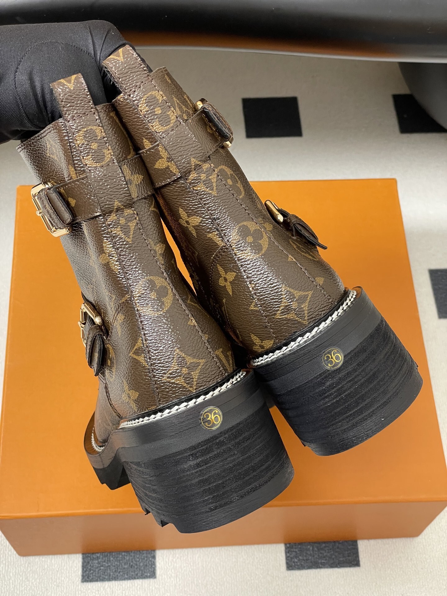 Louis Vuitton Monogram Star Trail Ankle Boots with Chunky Heel