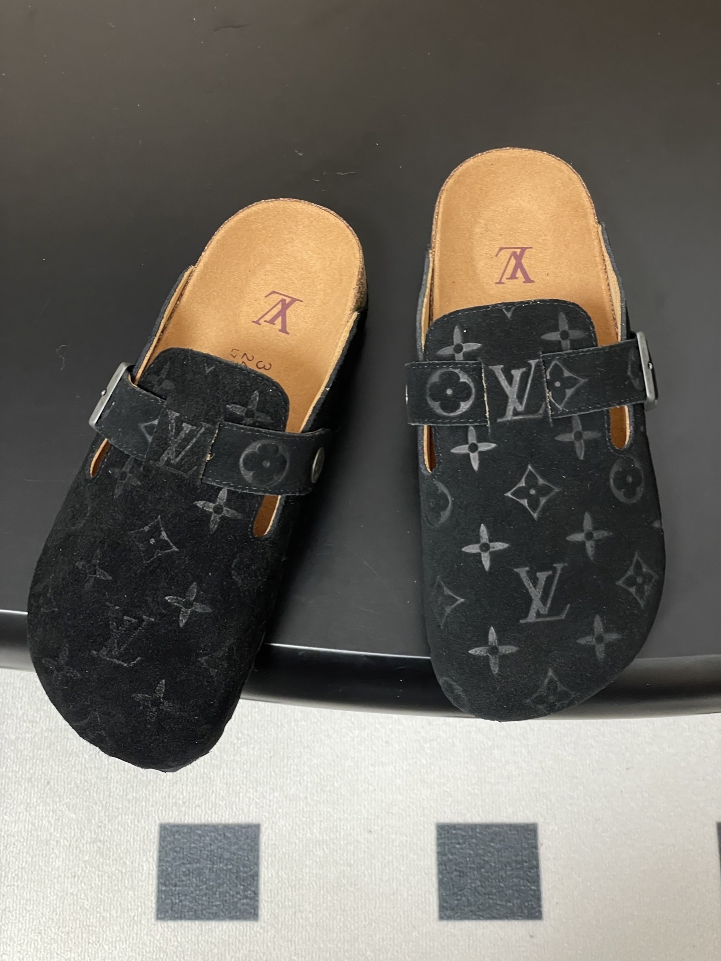 Luxury Black Monogram Suede Clogs - Premium Designer Mules