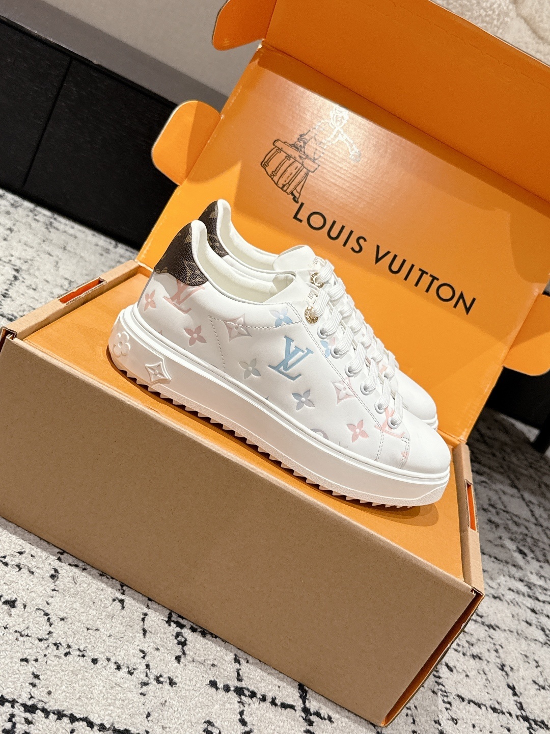 Louis Vuitton Time Out Sneaker White Pastel Monogram Leather