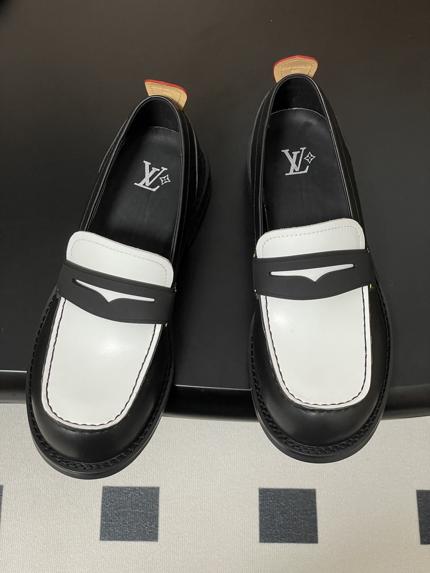 Louis Vuitton Academy Loafers Two-Tone Black & White Leather