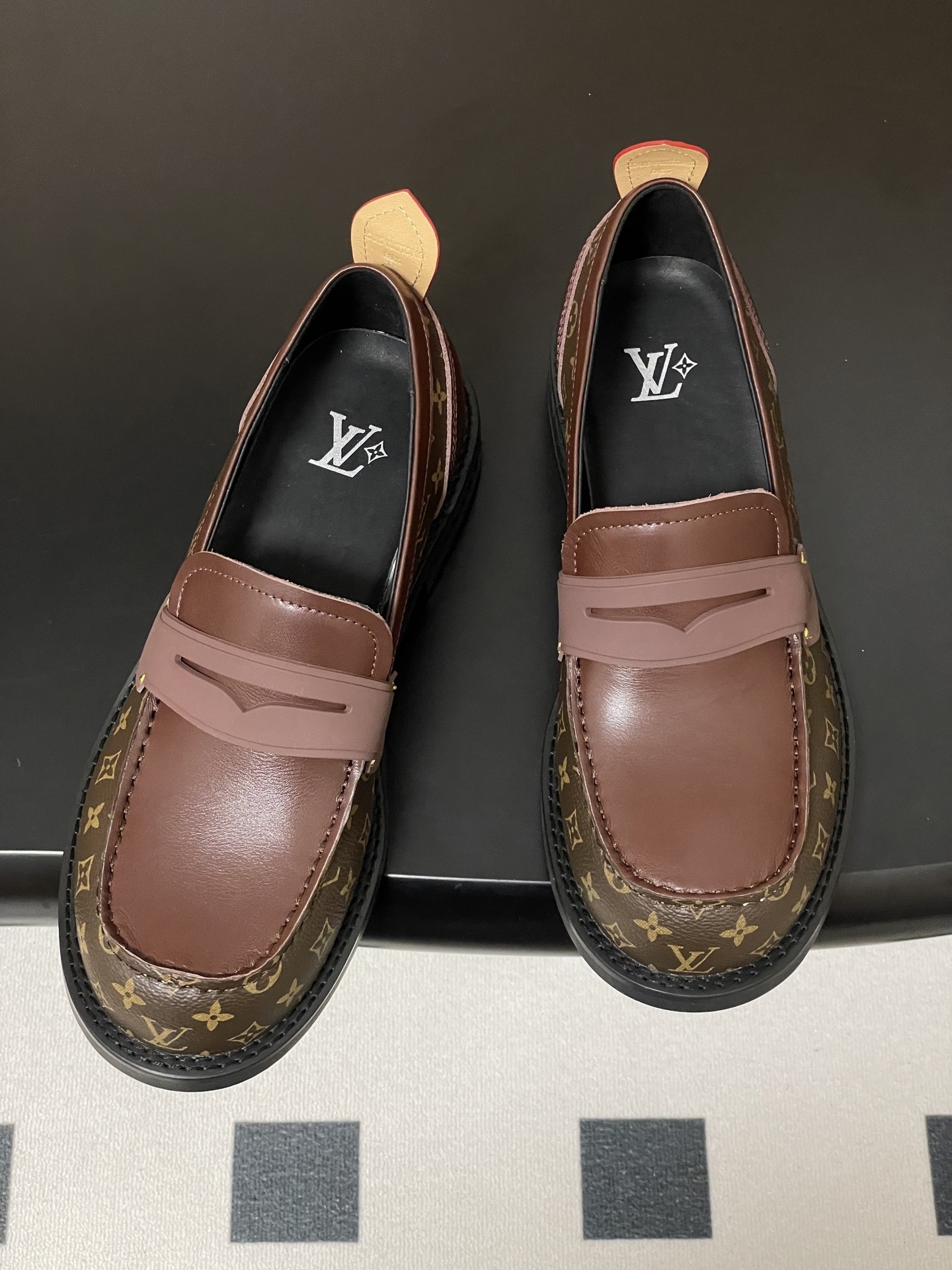 Louis Vuitton Monogram Canvas & Leather Penny Loafers