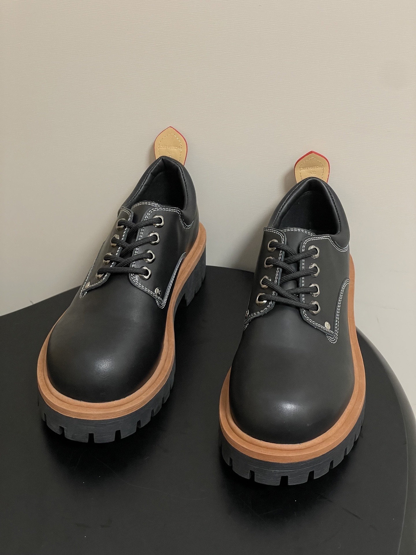 Louis Vuitton Academy Derby Black Leather Chunky Platform Shoes