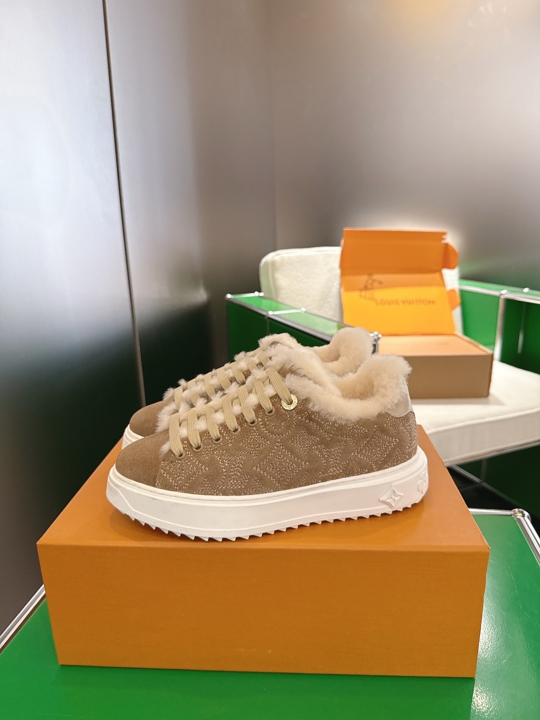 Louis Vuitton Fur-Lined Suede Sneakers - Luxury Winter Footwear