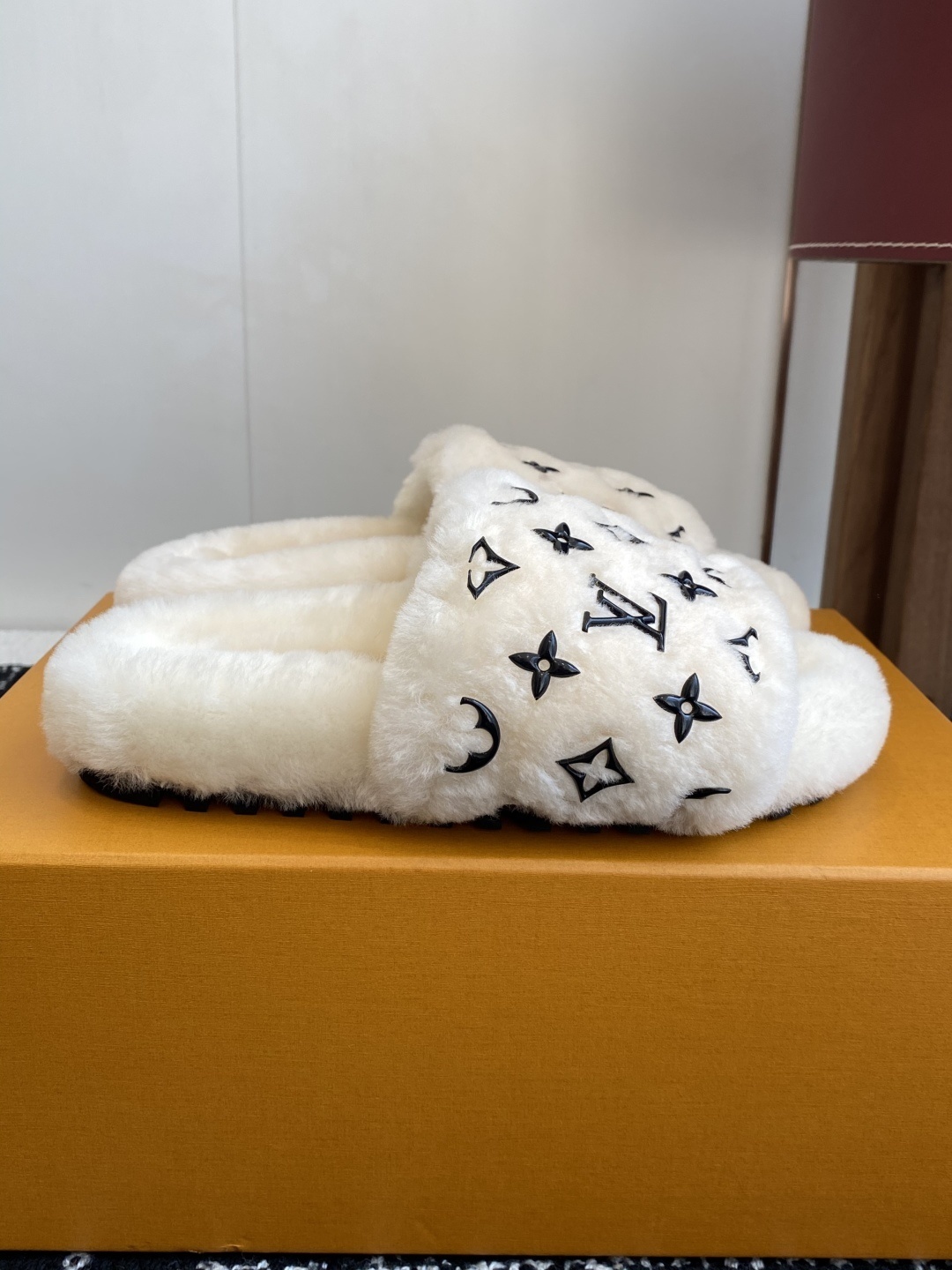 Luxury Monogram Furry Slides - Cozy Designer Shearling Slippers