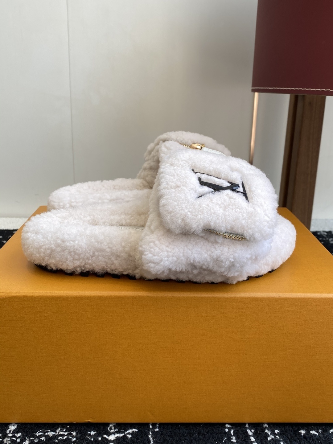 Louis Vuitton Paseo Flat Comfort Mule Shearling Slippers - White