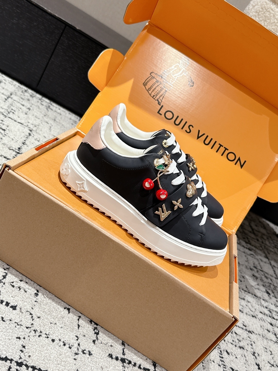 Louis Vuitton Women's Black Leather Charms Sneakers