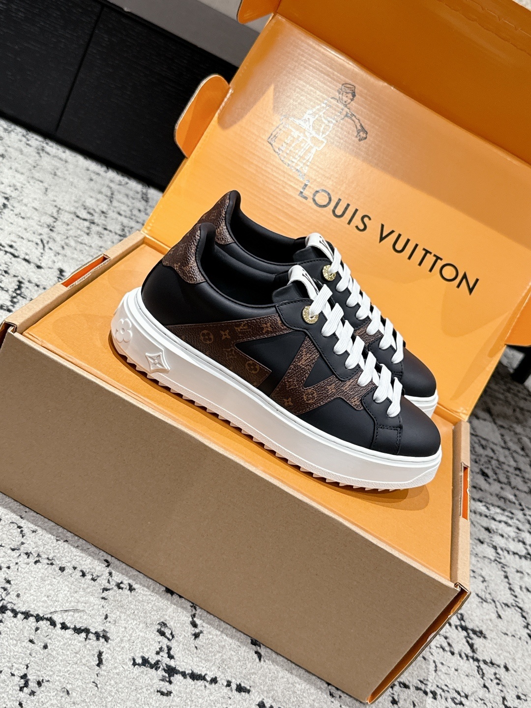 Louis Vuitton Monogram Sneakers - Premium Black Leather & Canvas