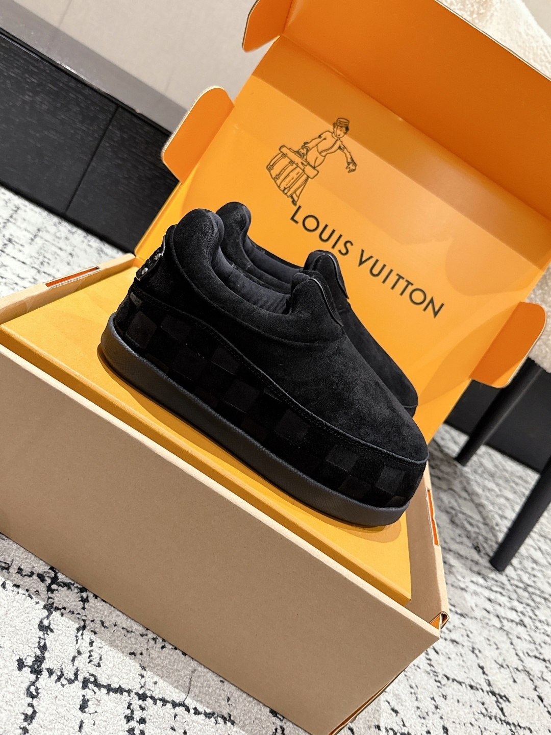 Louis Vuitton LV Easy Line Mules - Premium Black Suede Slip-ons
