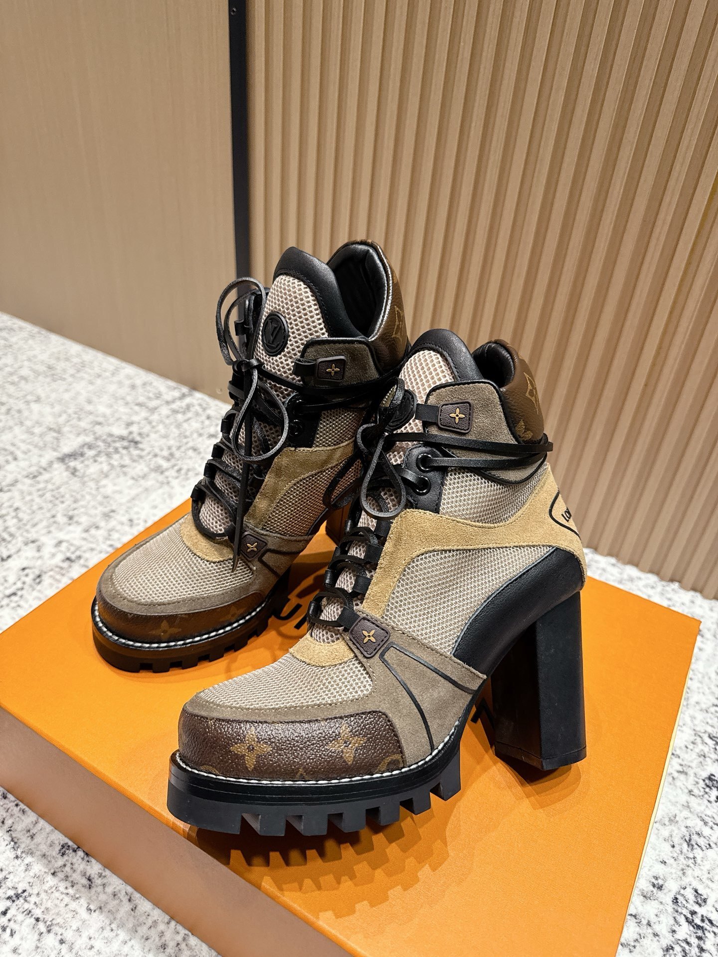 Louis Vuitton Monogram Mesh Lace-Up Ankle Boots