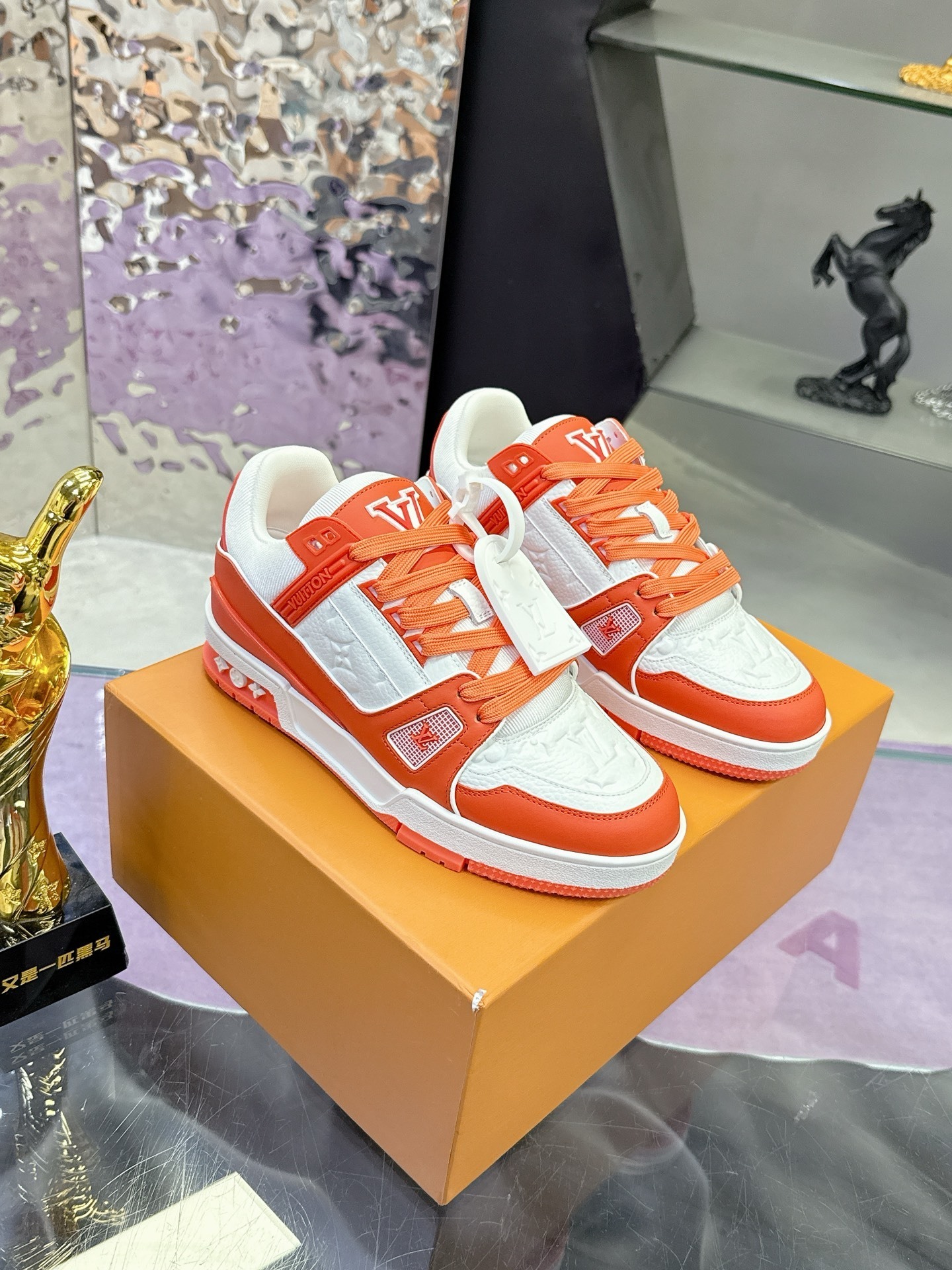 Louis Vuitton LV Trainer Sneaker - Orange & White Monogram Edition
