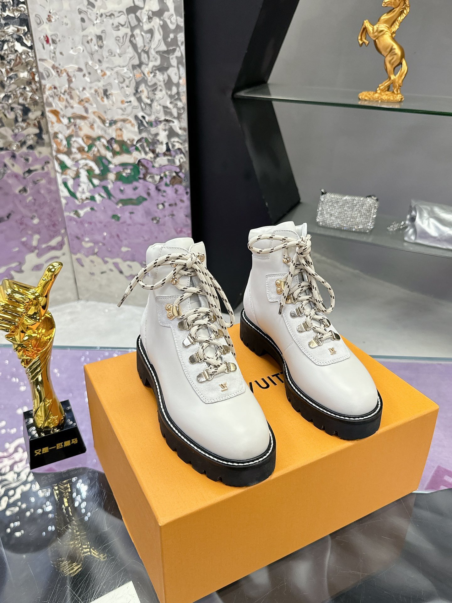 Louis Vuitton Aspen Ankle Boot in White Leather - Designer Footwear