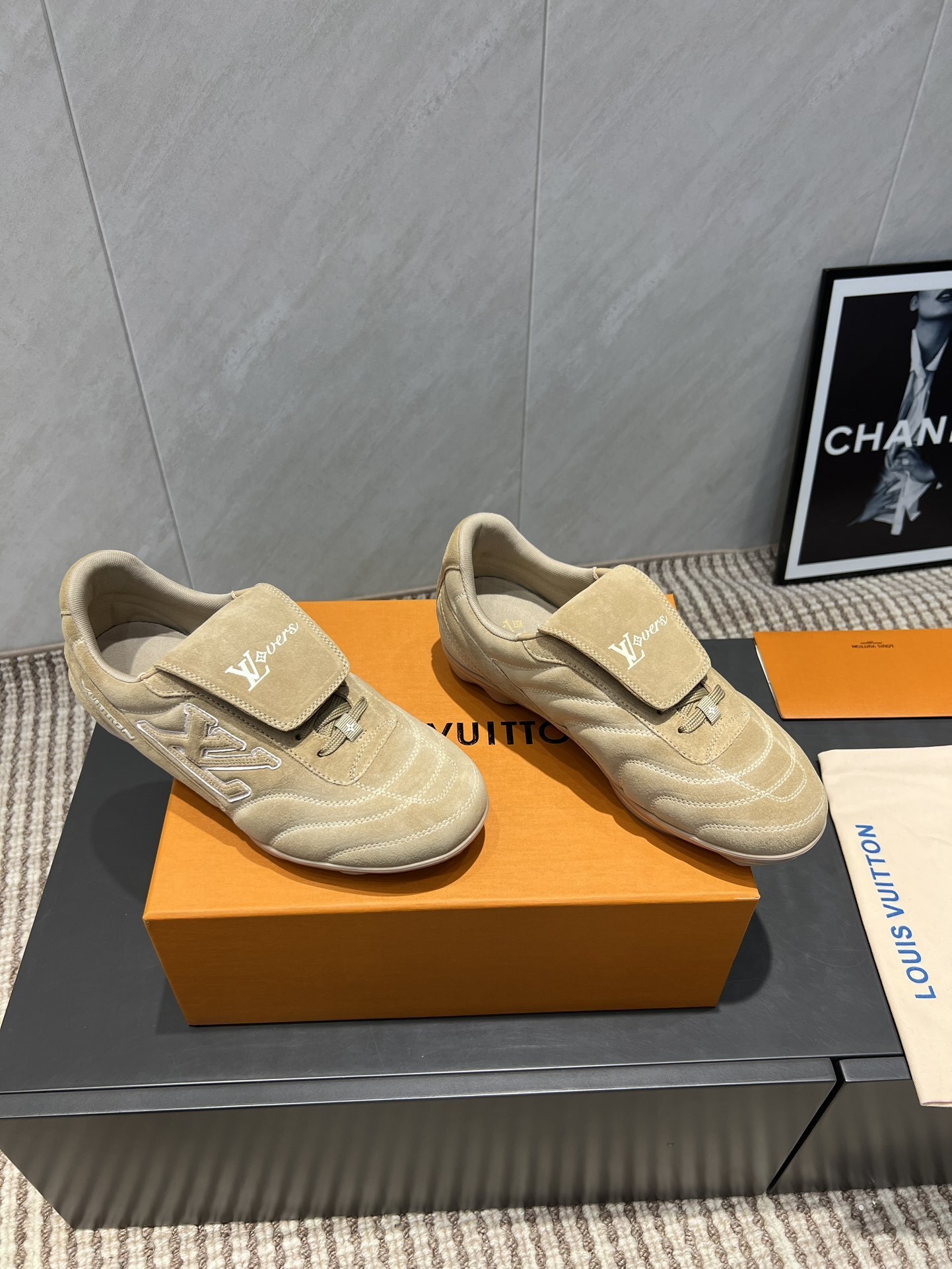 Louis Vuitton LV Footprint Beige Suede Sneakers - LV Lovers Edition