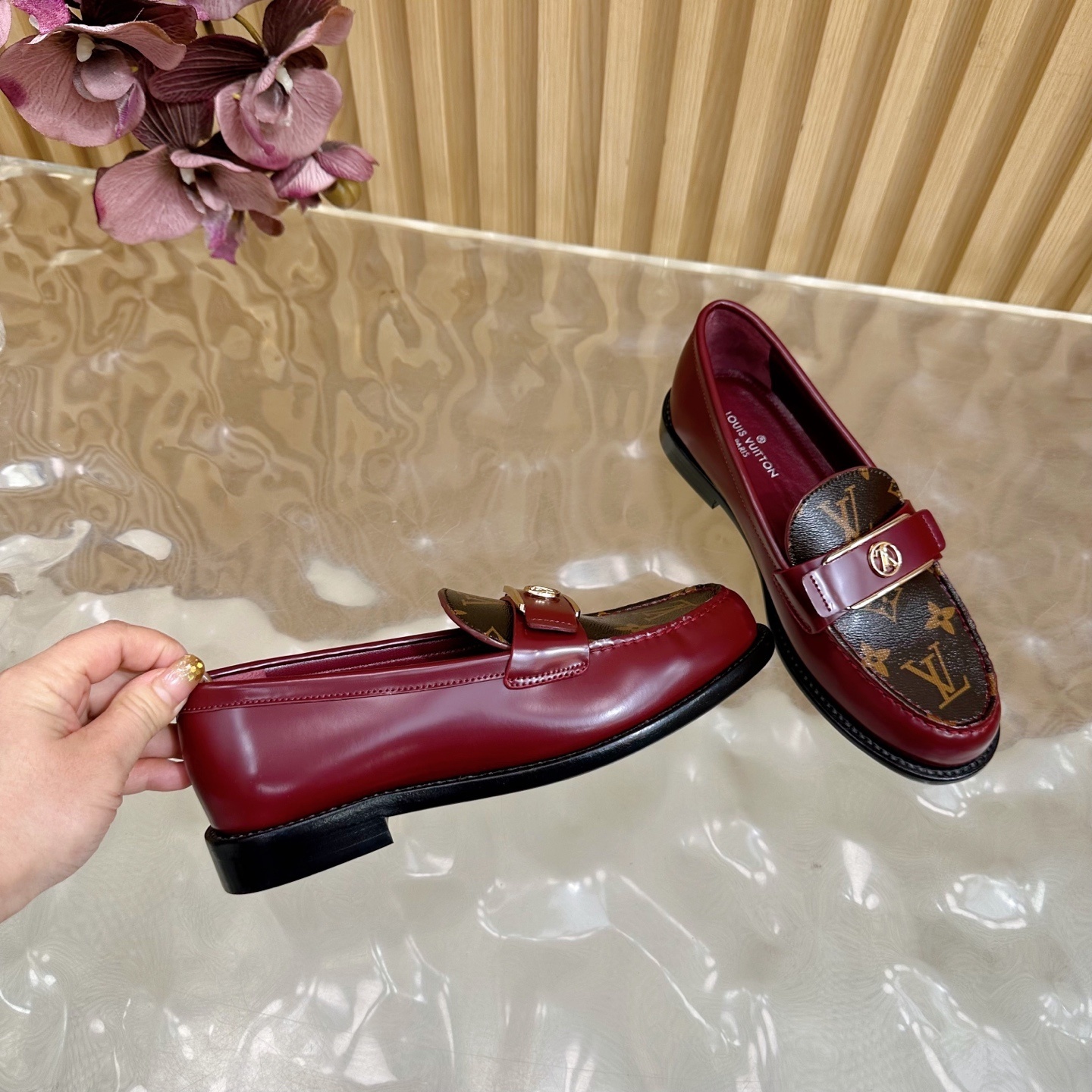 Louis Vuitton Burgundy Monogram Academy Loafers for Women