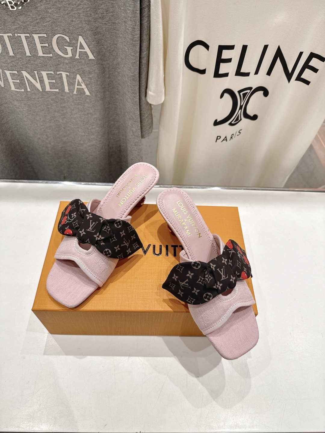 Louis Vuitton x Murakami Pink Cherry Monogram Bow Mules