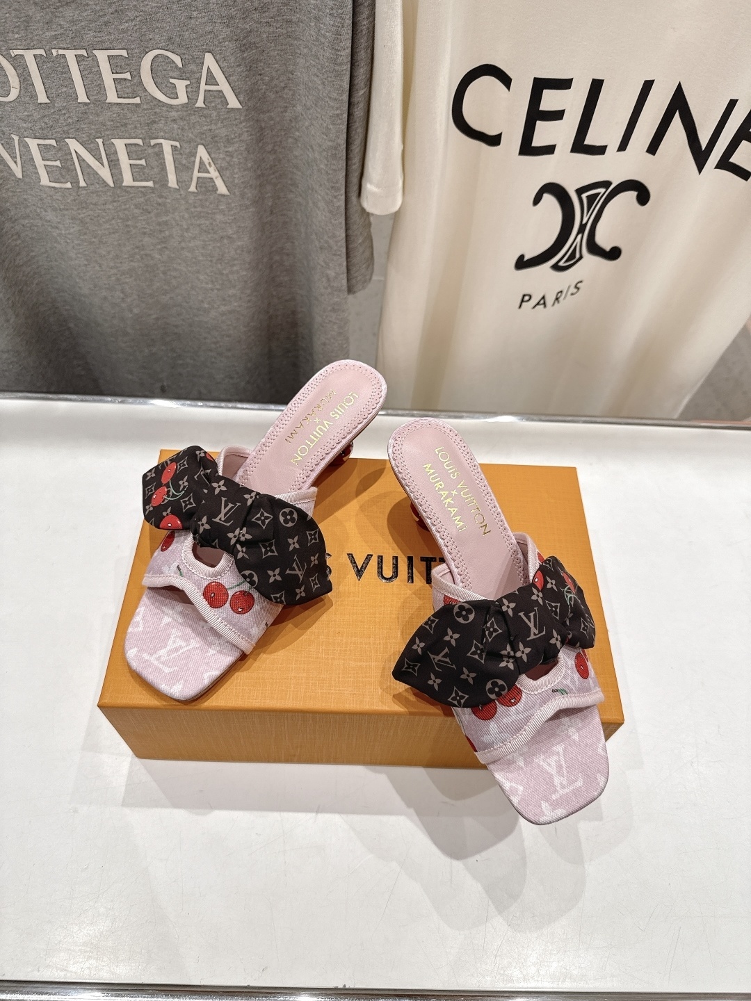 Louis Vuitton x Murakami Cherry Monogram Pink Bow Mules Sandals