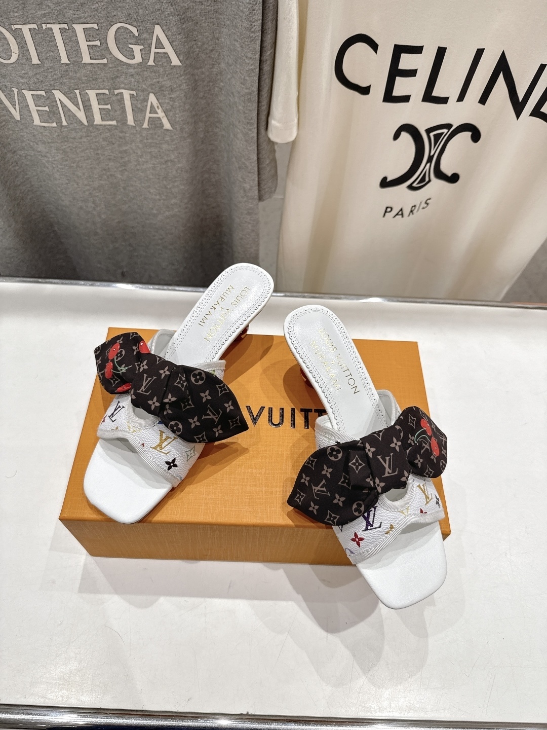 Louis Vuitton x Murakami Monogram Bow Sandals with Cherry Print