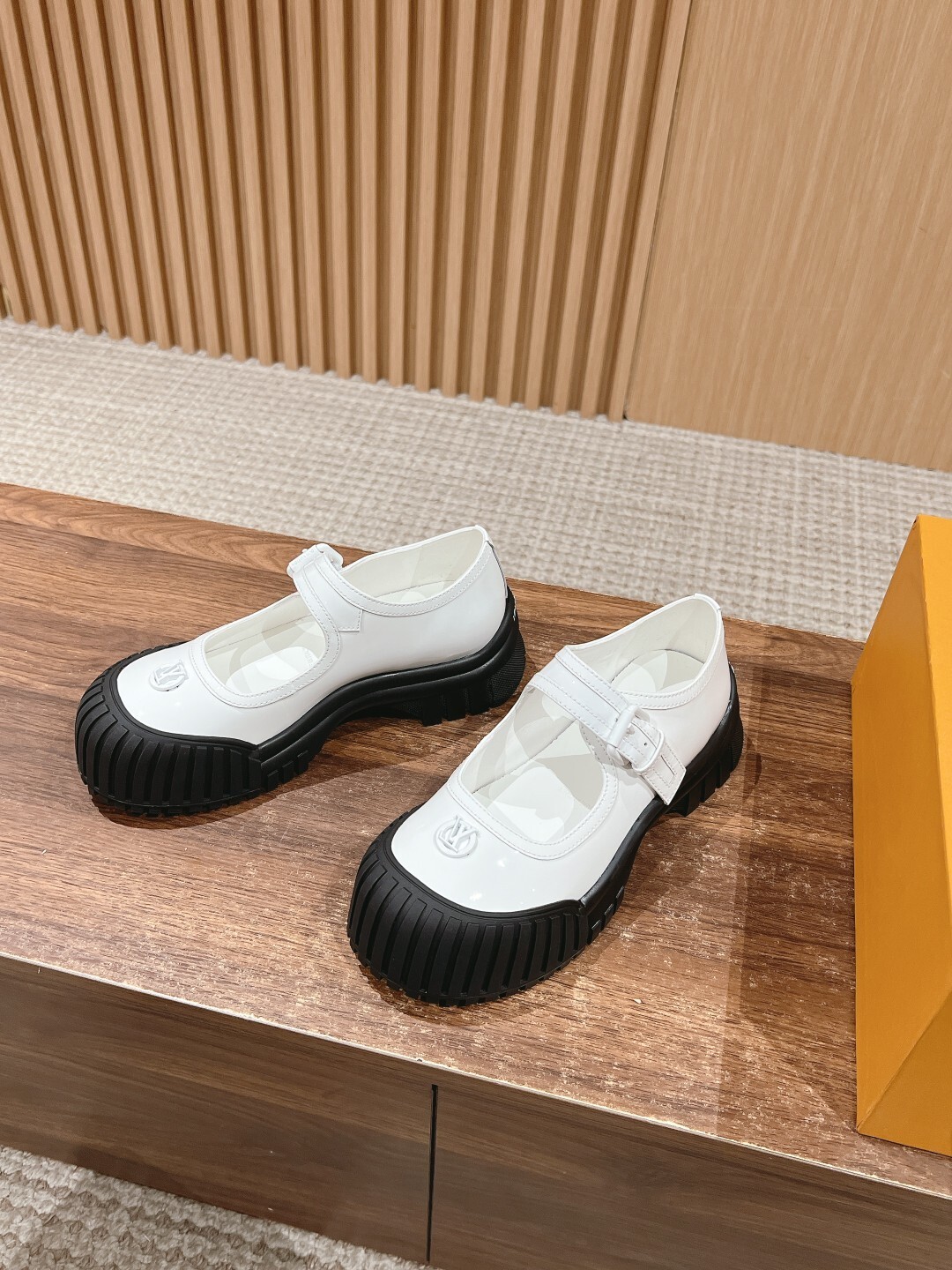 Louis Vuitton Women's White Leather Mary Jane Platform Shoes