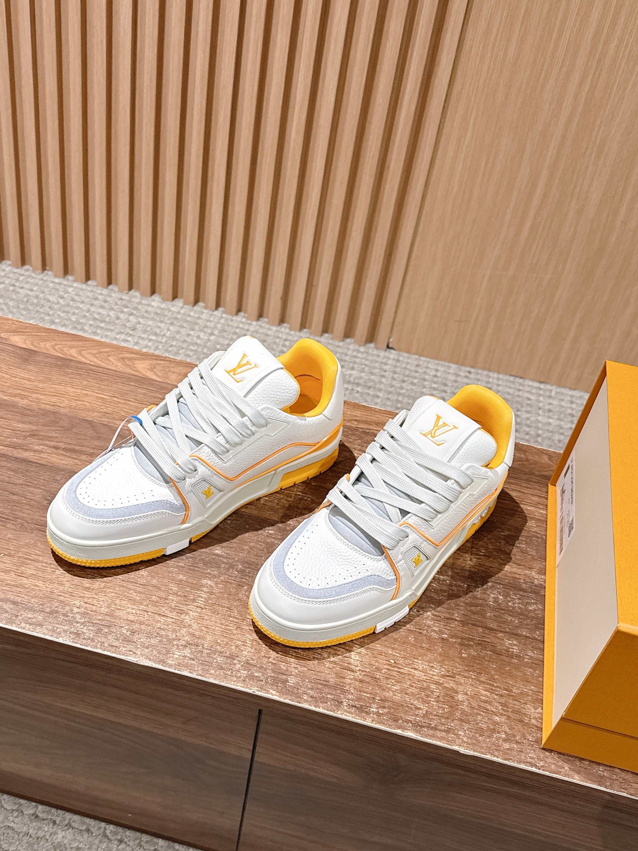 Louis Vuitton LV Trainer Sneaker - White & Yellow Grained Leather