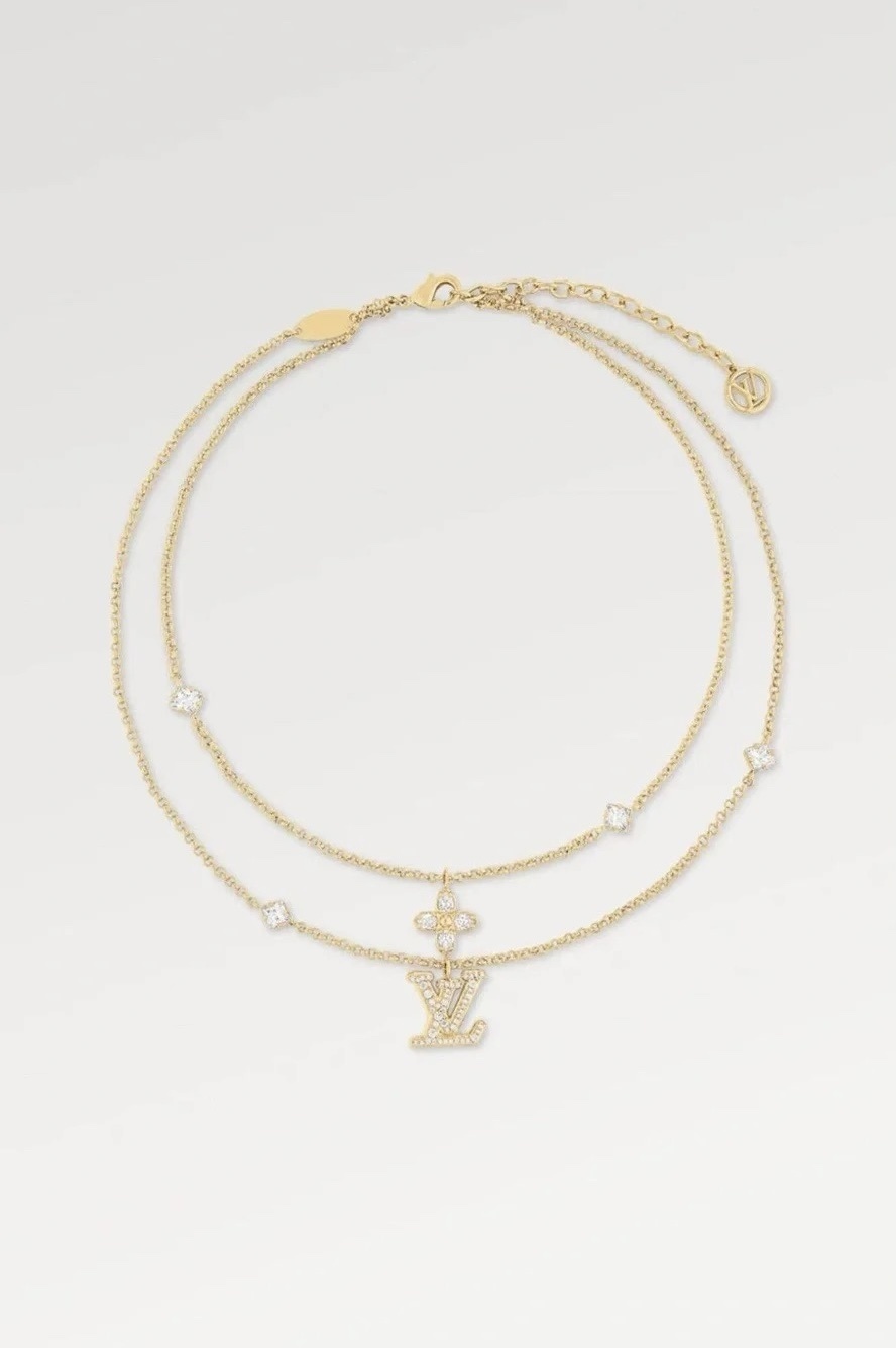 Louis Vuitton Golden Flower Strass Necklace – Elegant Layered